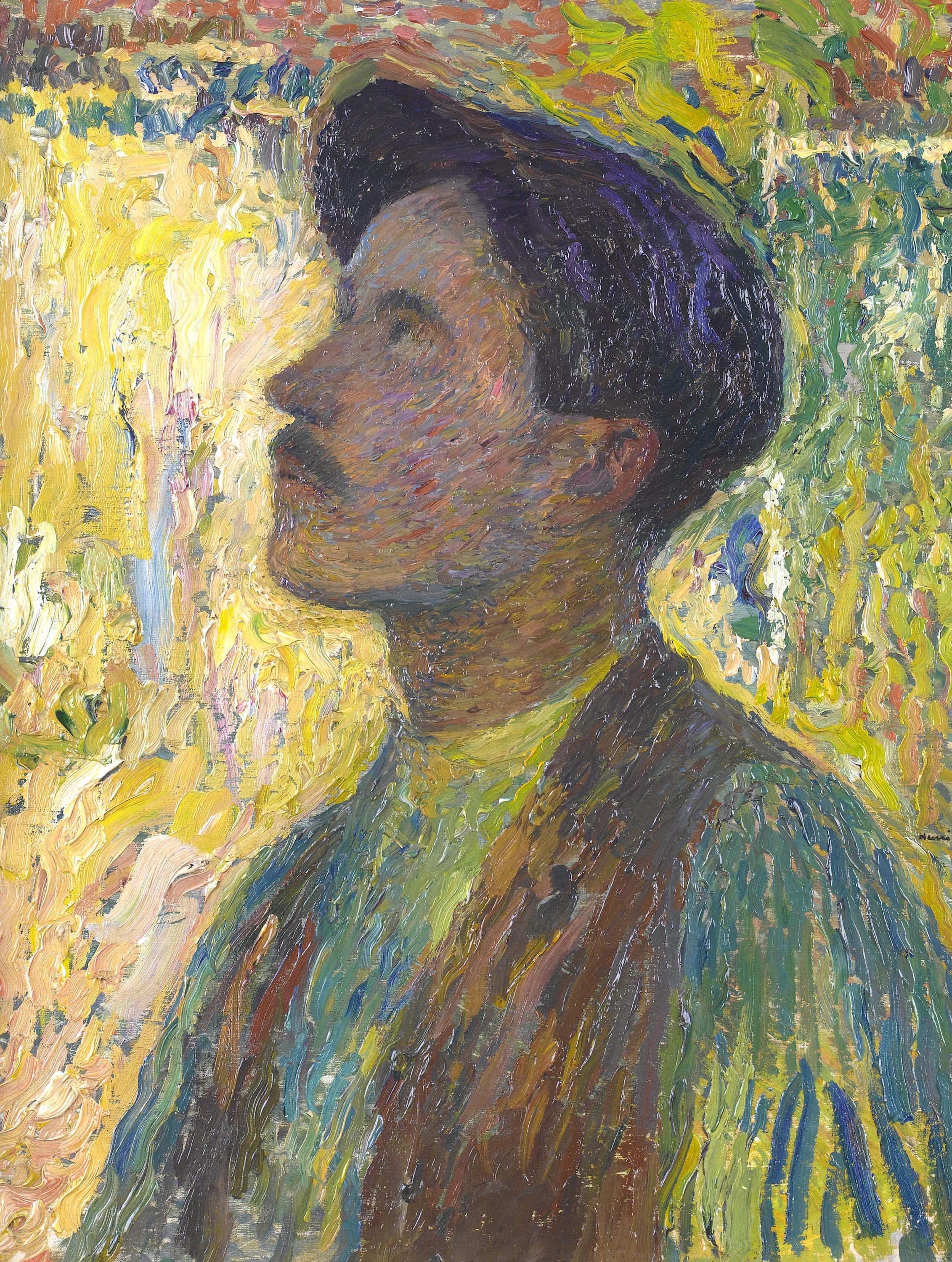 其他 - 男子侧面肖像画 - 色彩斑斓的人物侧影 