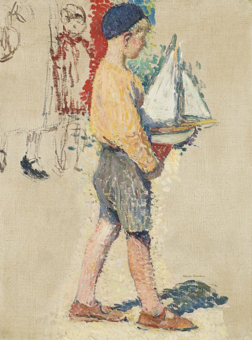 其他 - 男孩与玩具帆船 - 男孩手持帆船姿态生动 