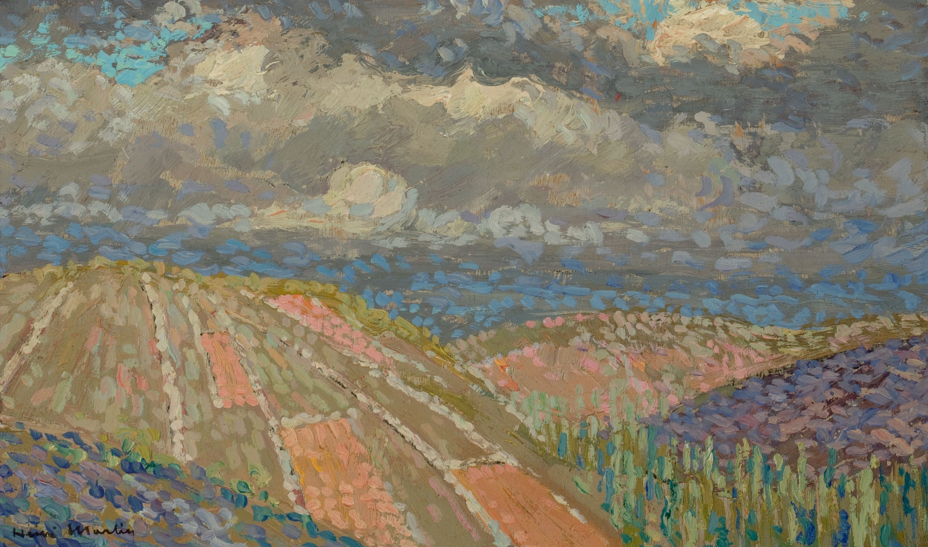 风景诗意主题 - 未知名风景画 - 展现多彩山丘与云天 