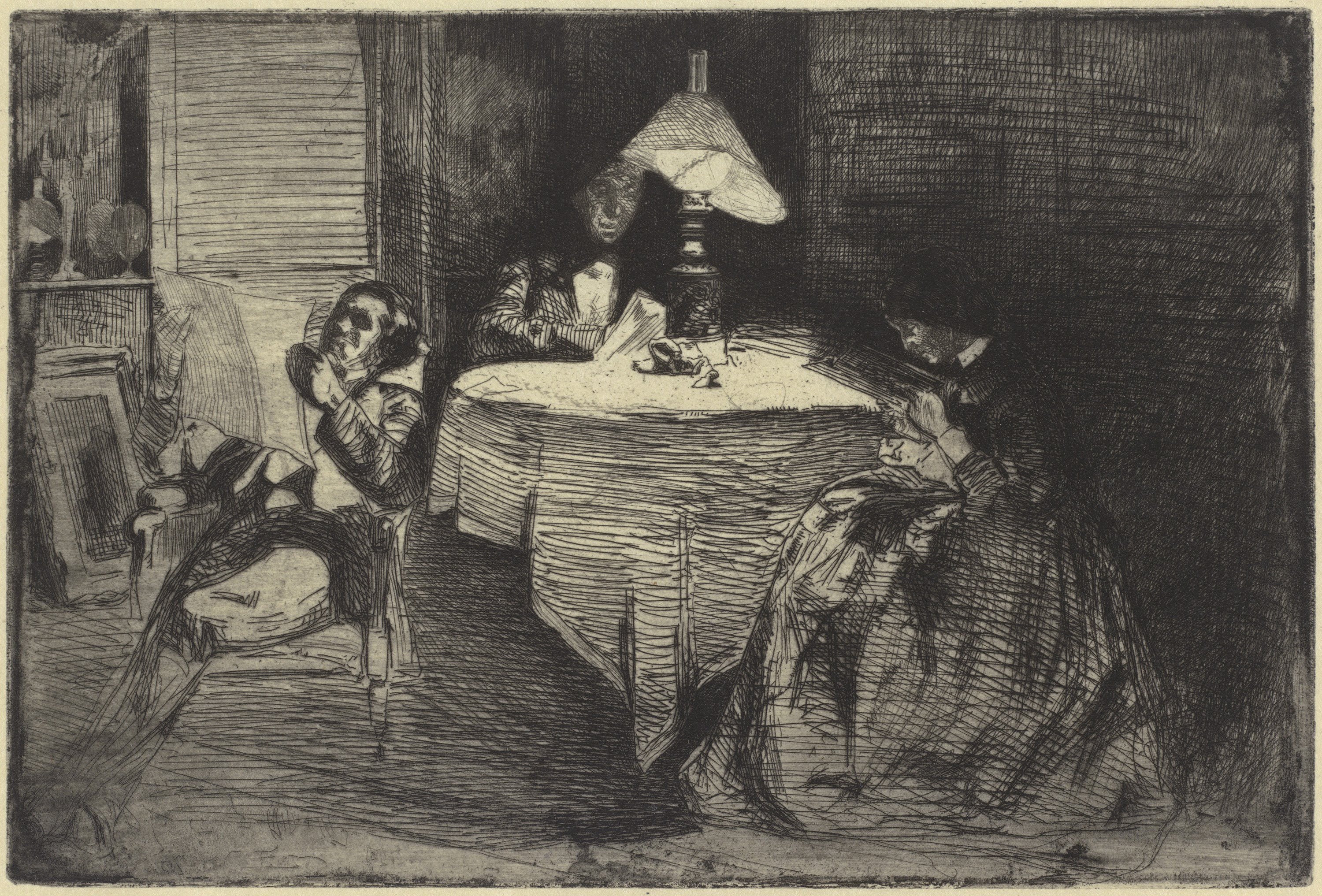 其他 - 无具体名字 - 室内人物场景黑白画作 