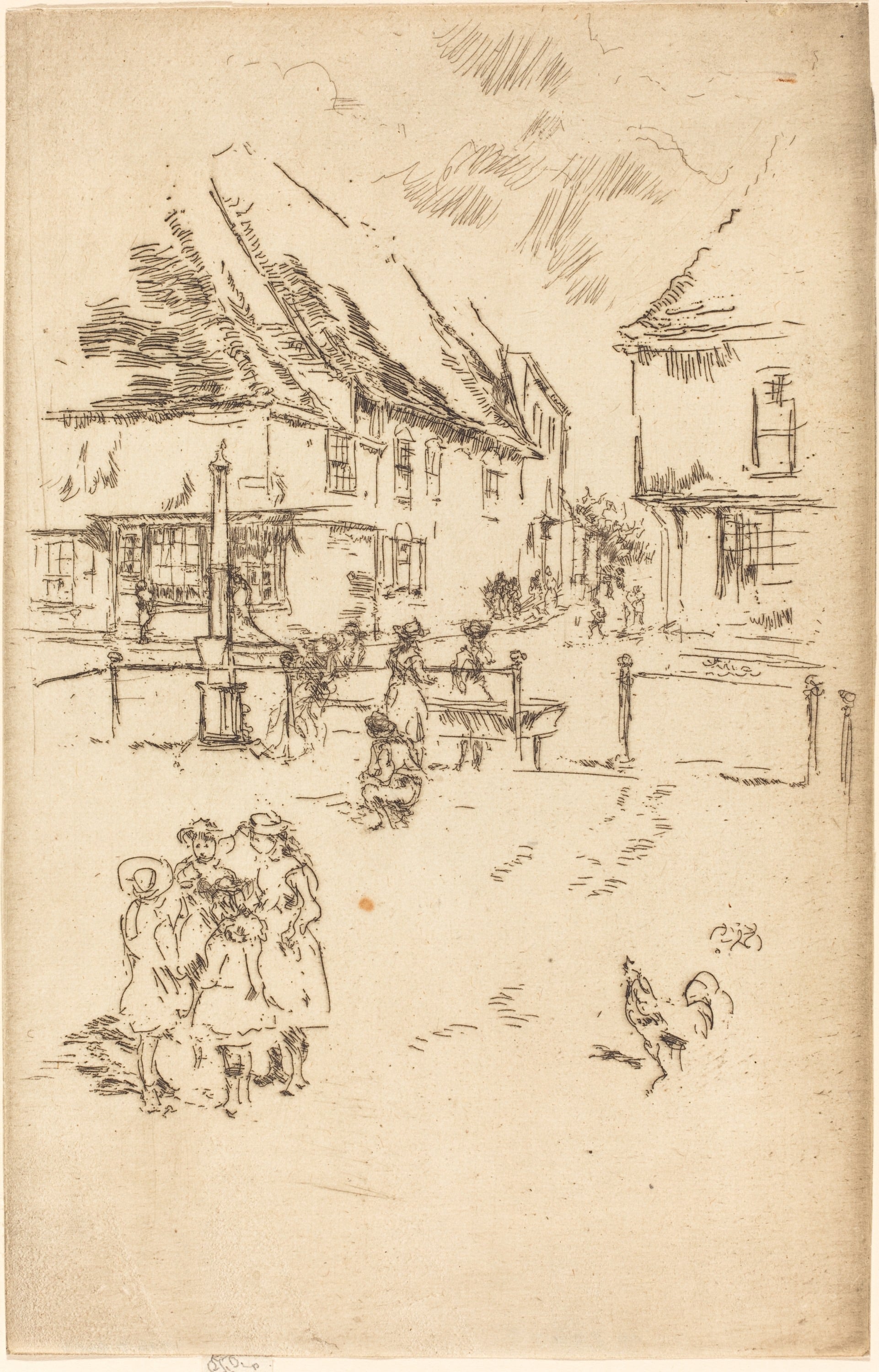 其他 - 未命名乡村场景速写 - 乡村场景人物与建筑速写 