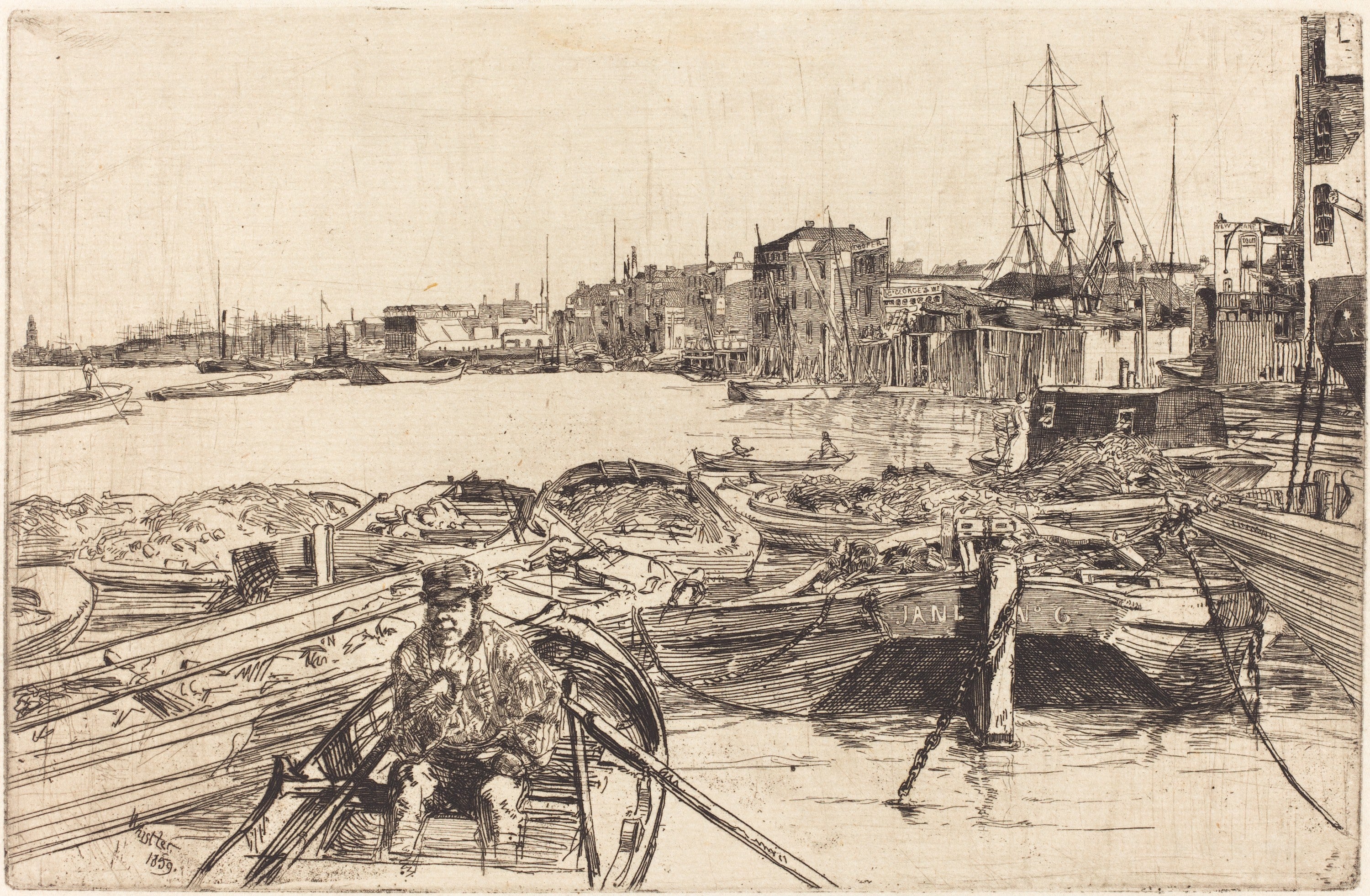 其他 - 港口景象 - 描绘港口船只与人物 