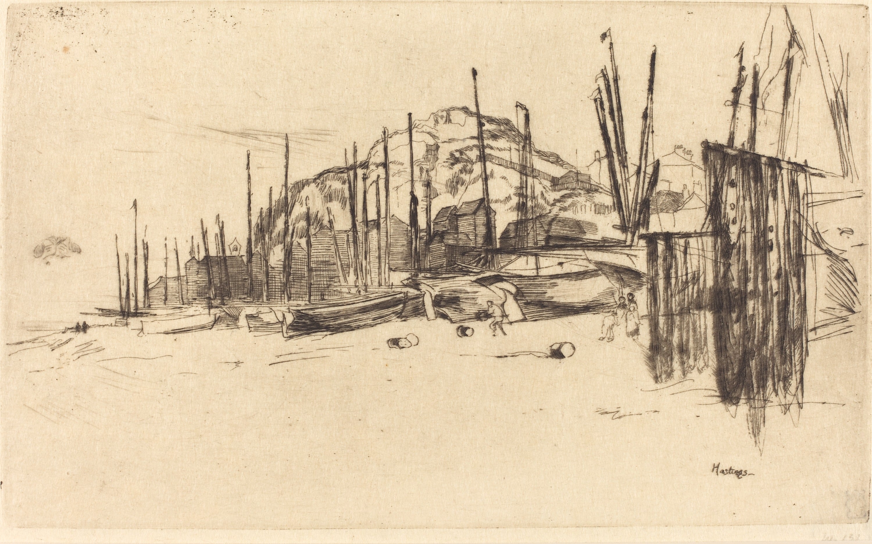 其他 - 海港船只风景素描 - 描绘海港船只与风景 