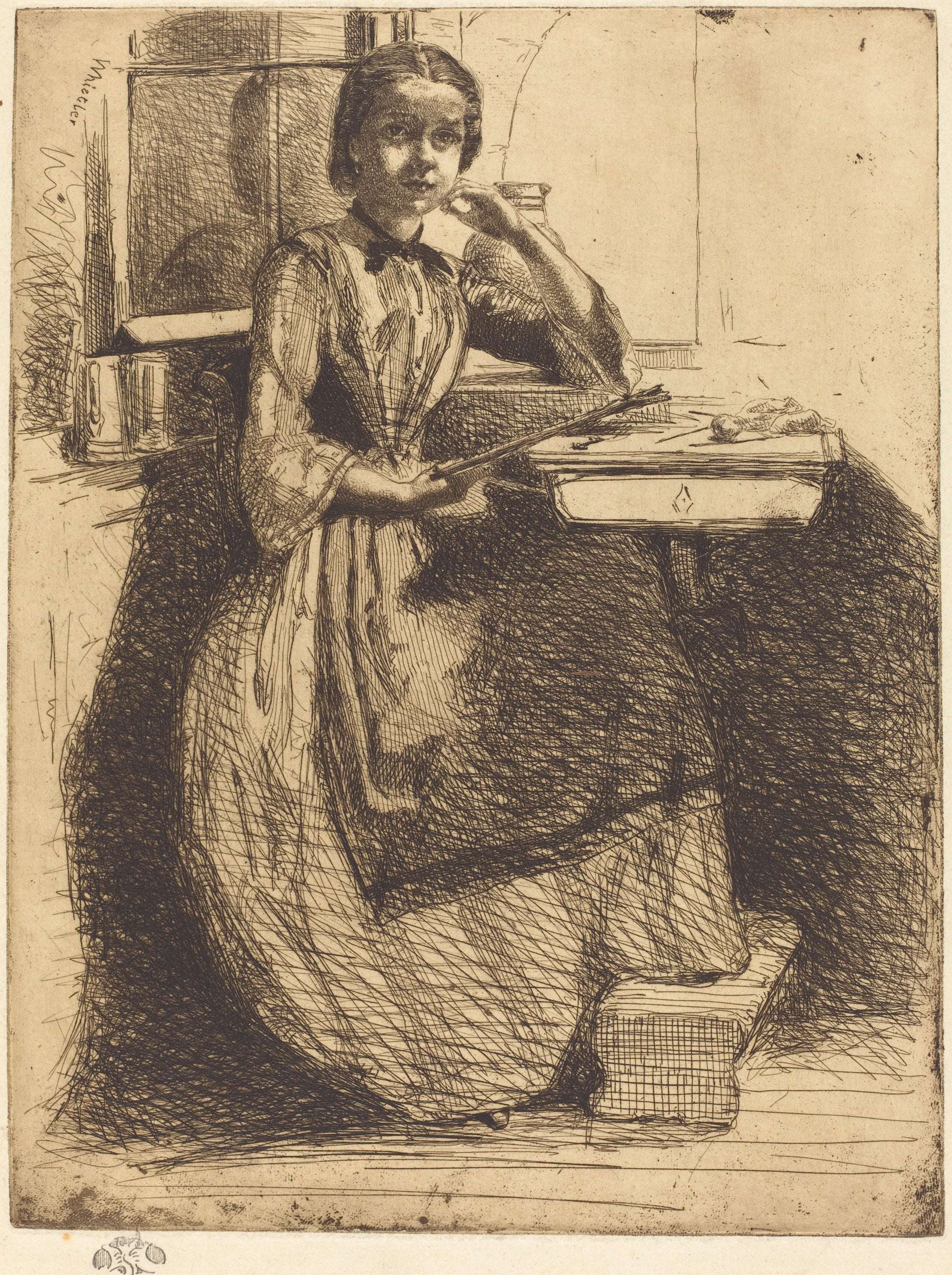 人物肖像神韵主题 - 佚名女子肖像 - 描绘女子静思优雅神韵 