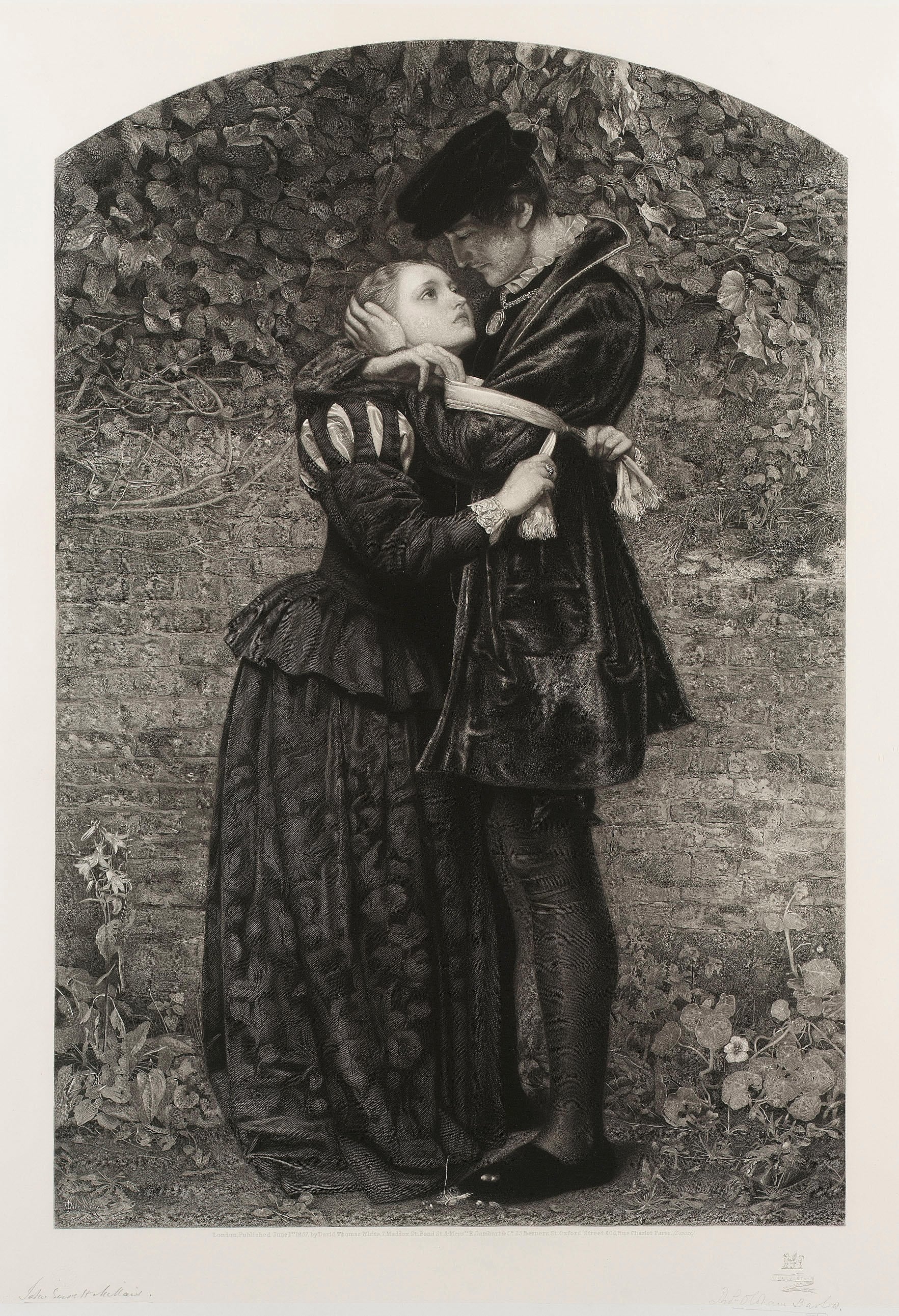 文学故事场景主题 - 罗密欧与朱丽叶 - 描绘恋人深情相拥画面 