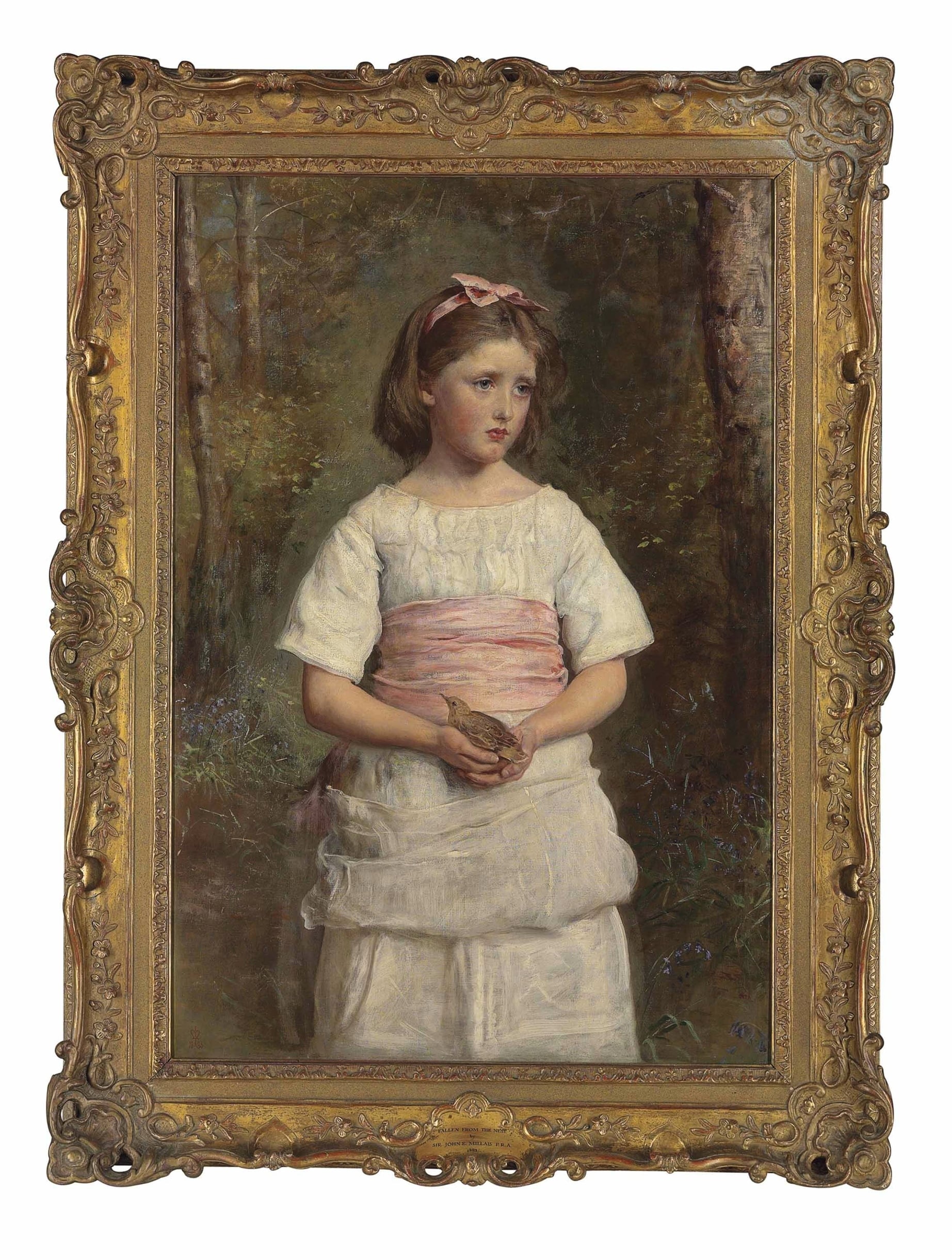 人物情感表达主题 - 无具体名字 - 女孩林间捧鸟显温柔 