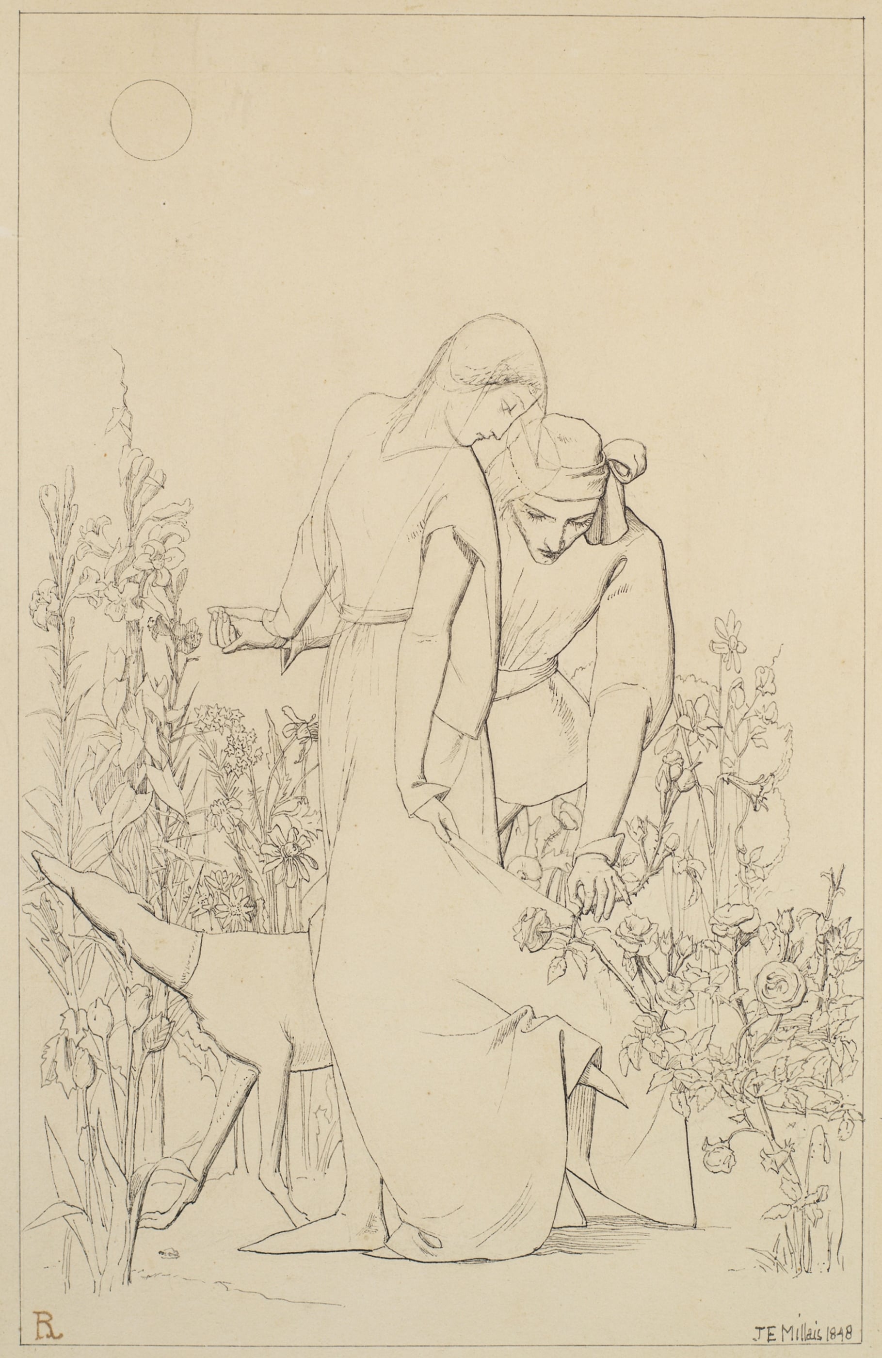 人物情感表达主题 - 未命名 - 男女共处花园温馨场景 