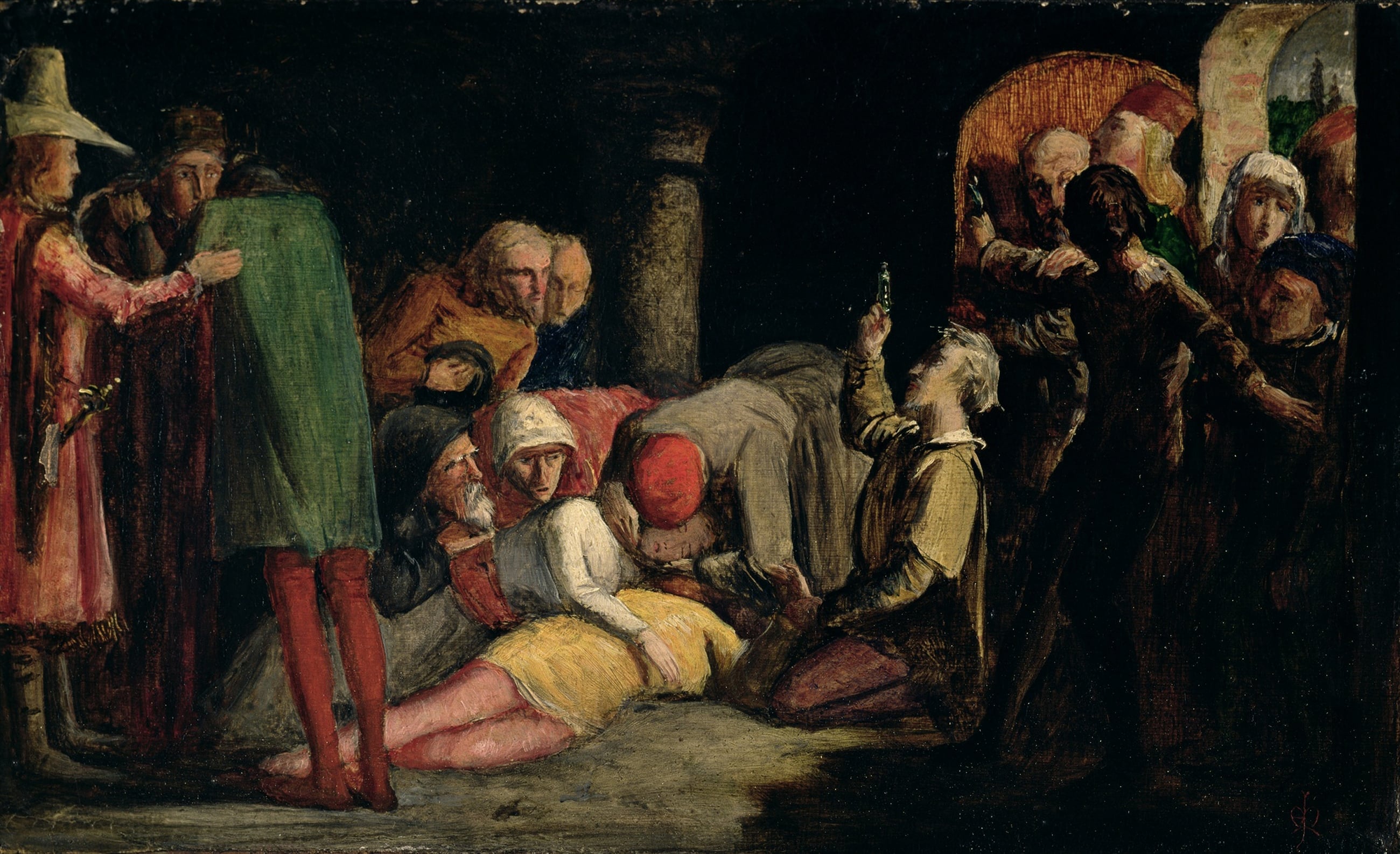 文学故事场景主题 - 未知名画作 - 人物聚集似有故事发生 