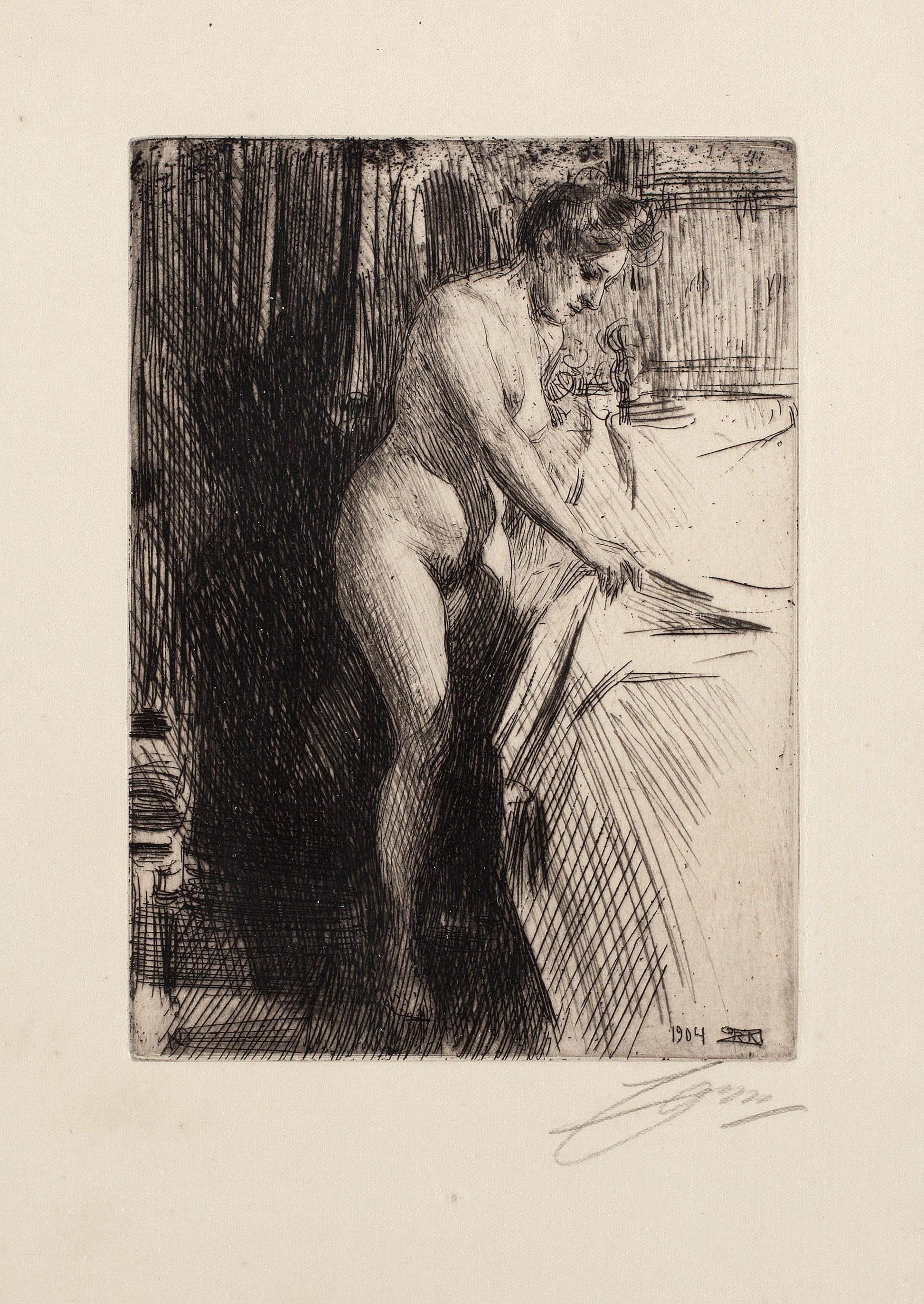 裸体艺术表现主题 - 无具体名字 - 描绘裸体女性室内姿态 