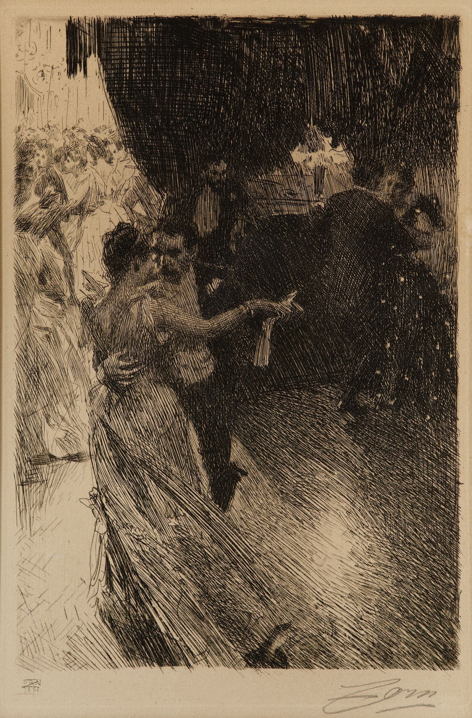 民俗生活场景主题 - 未知名 - 描绘舞者于室内起舞画面 