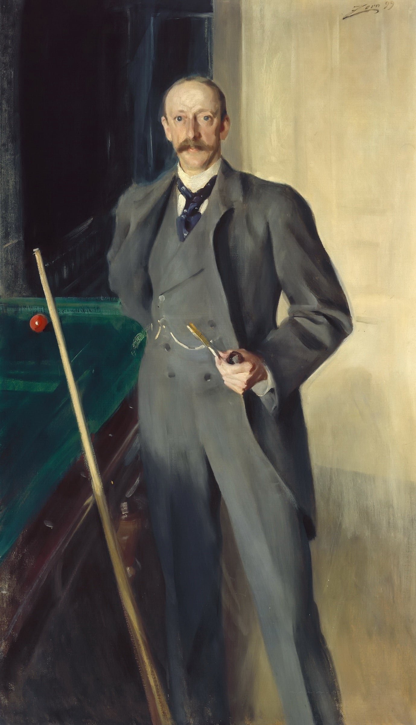 人物肖像刻画主题 - 未知人物肖像 - 绅士持杆姿态的肖像 