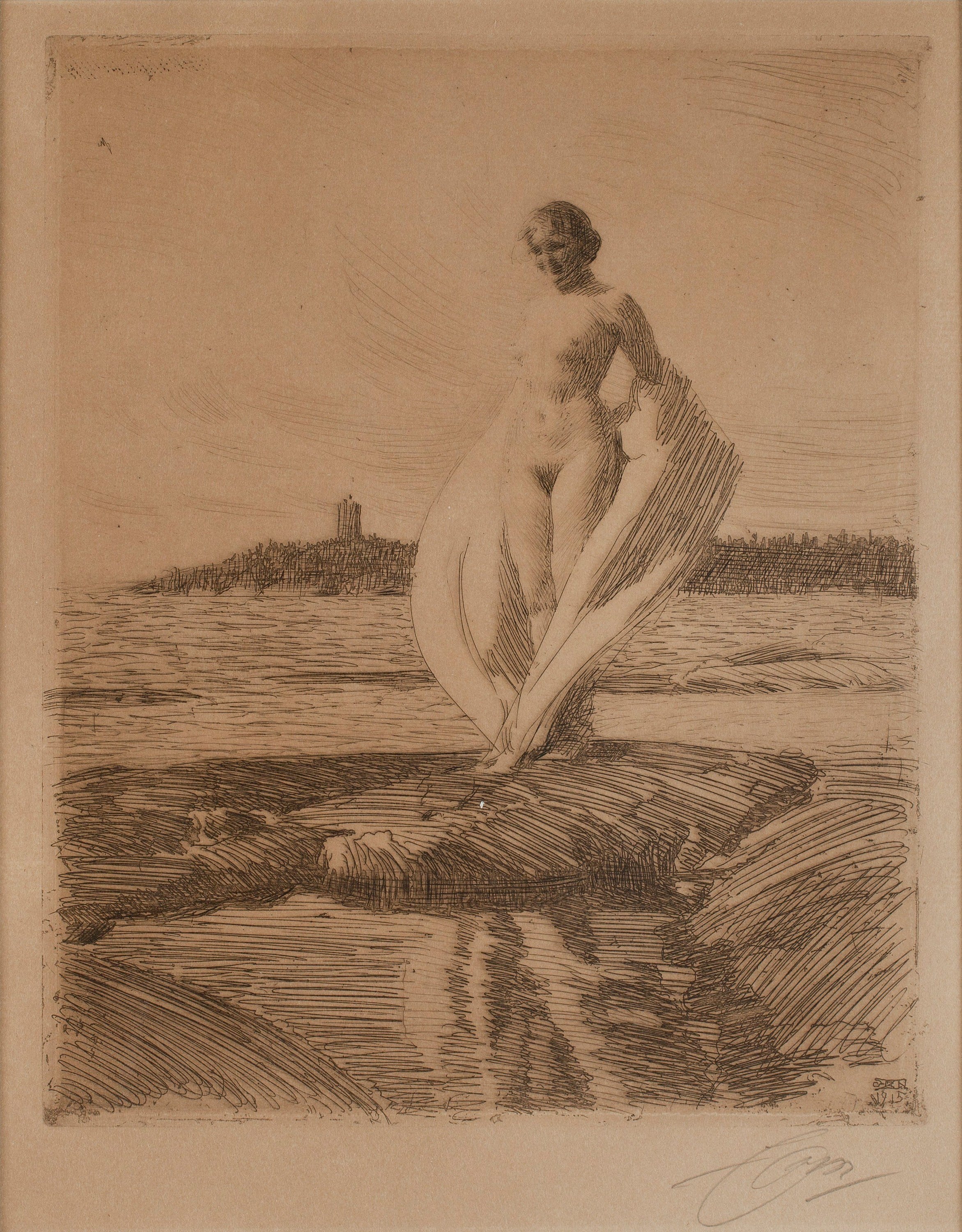 裸体艺术表现主题 - 未命名 - 海边裸体女性的艺术描绘 