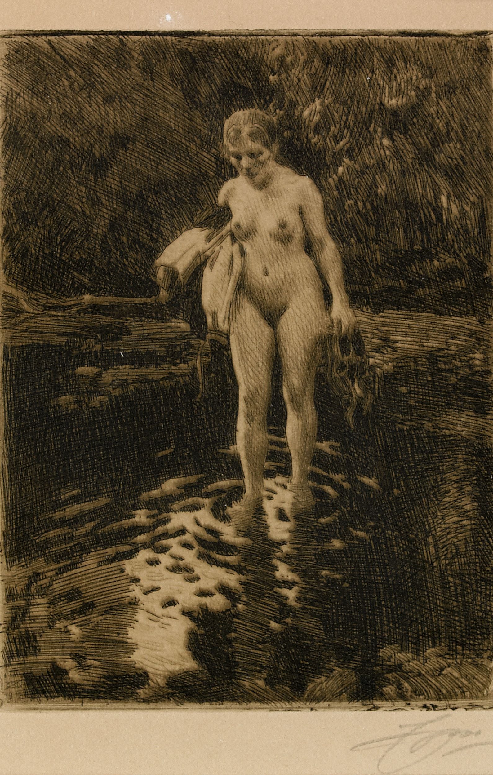 裸体艺术表现主题 - 无具体名字 - 描绘裸女于水中的场景 