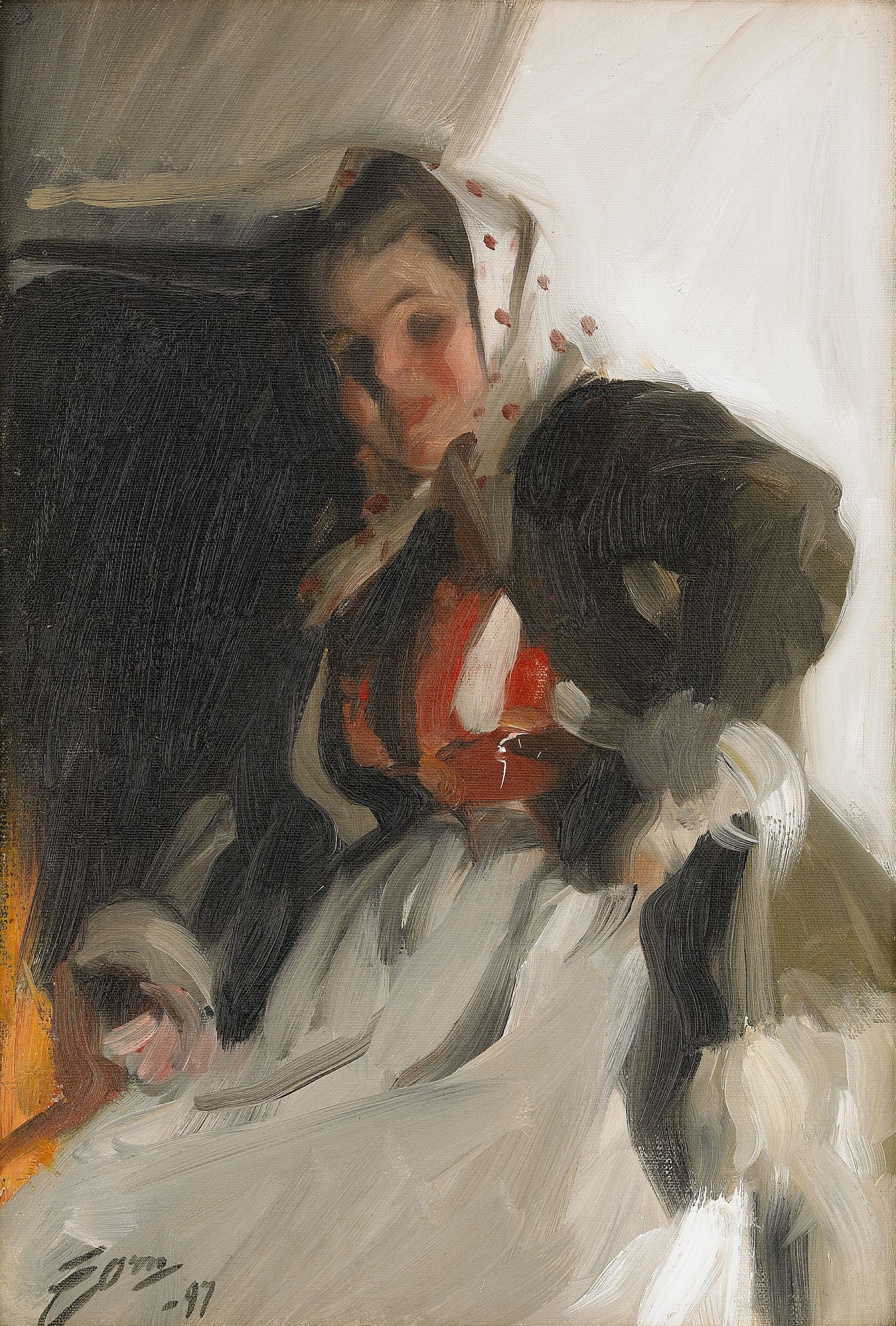 人物肖像刻画主题 - 未知名女性肖像 - 描绘身着传统服饰的女性 