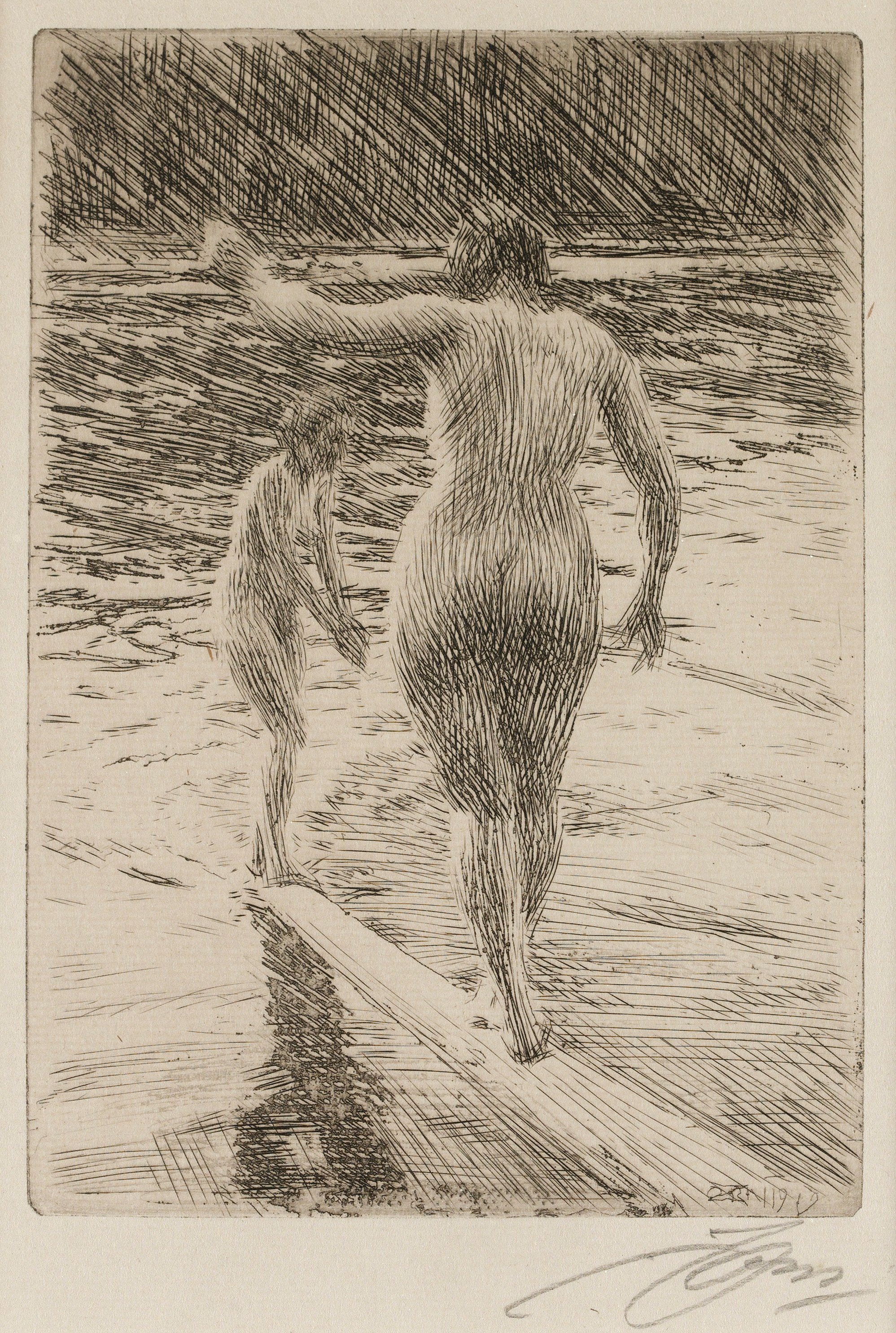 裸体艺术表现主题 - 无具体名字 - 描绘裸身人物雨中场景 