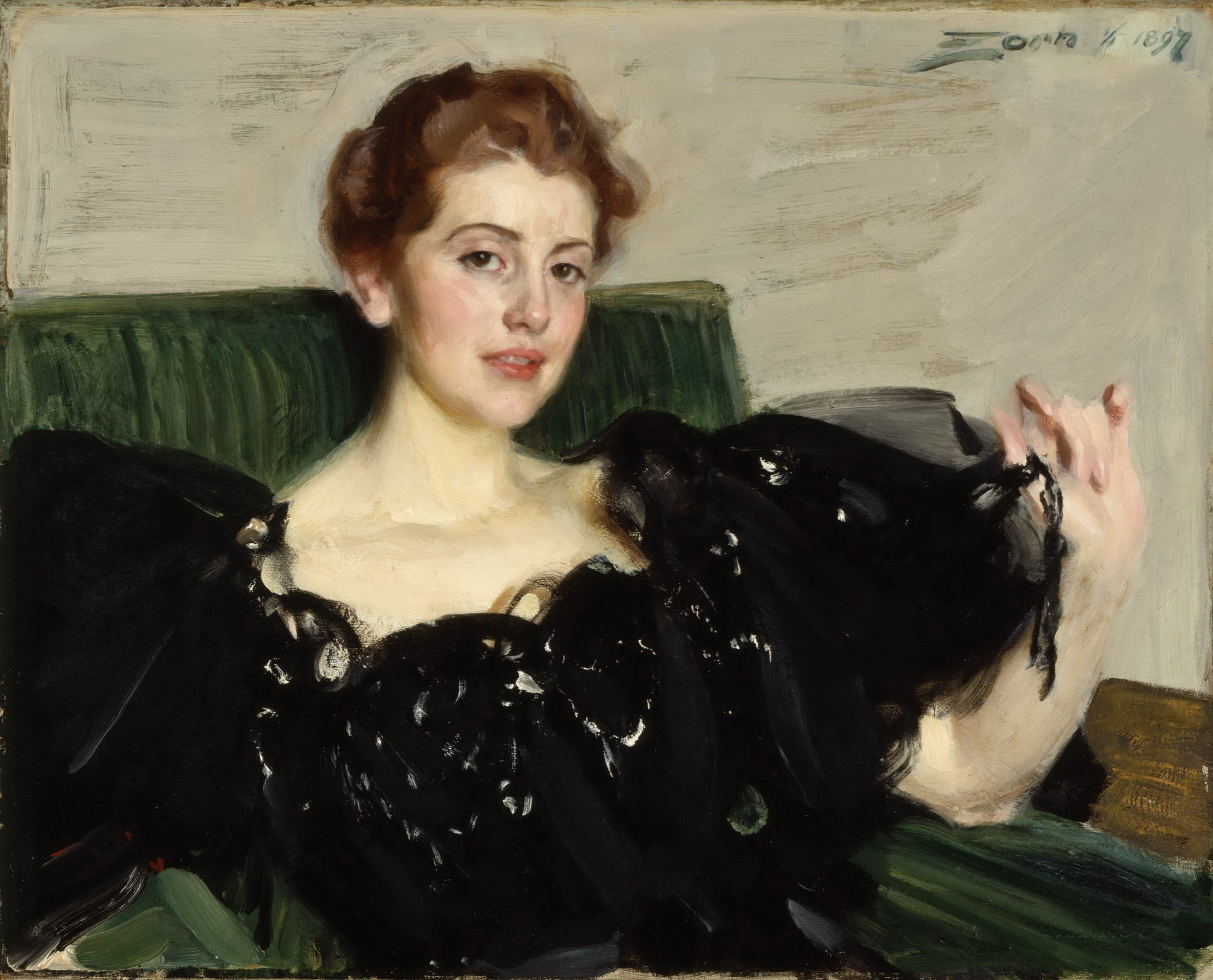 人物肖像刻画主题 - 未命名 - 女子优雅姿态的肖像画 