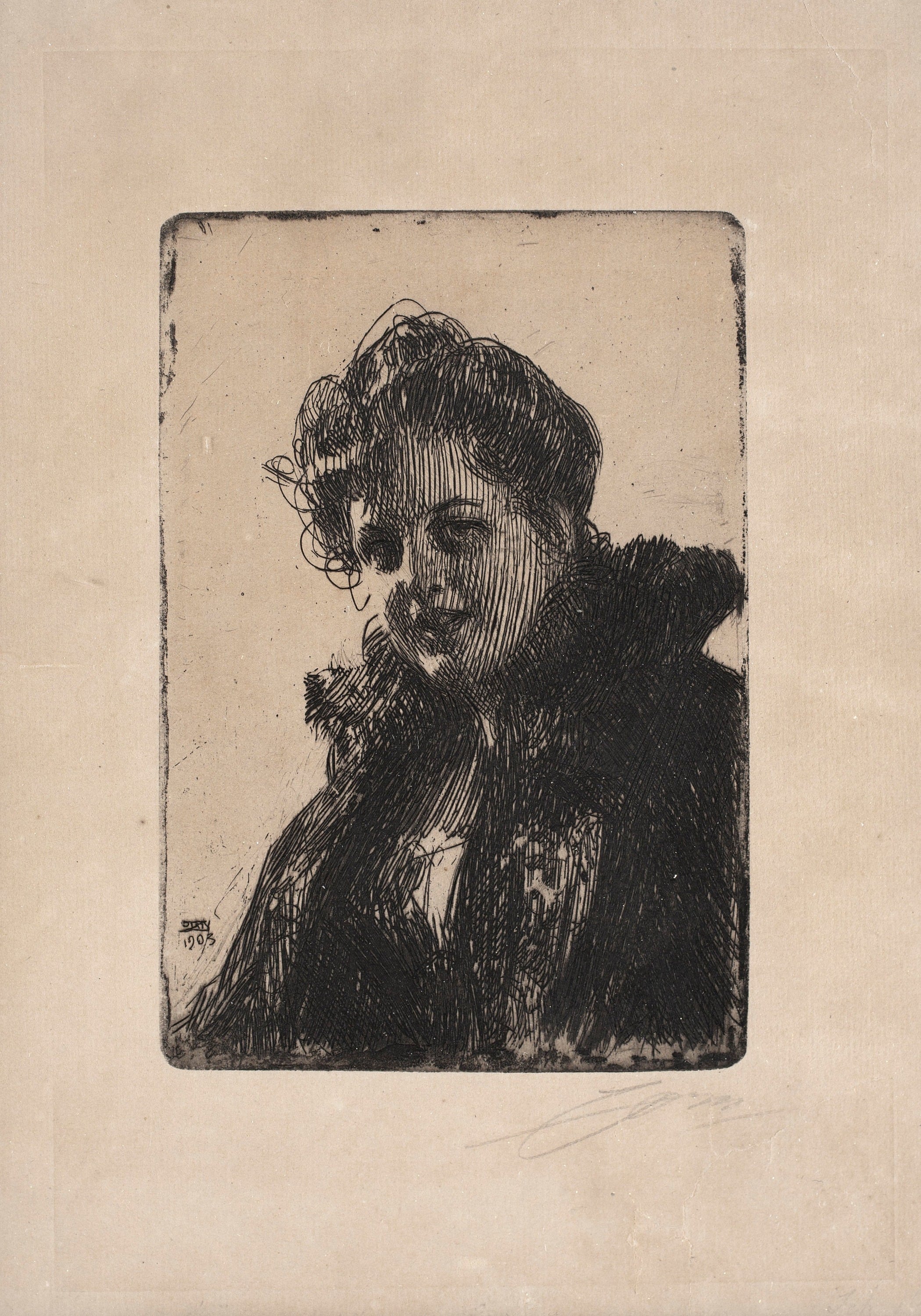 人物肖像刻画主题 - 佚名人物肖像 - 黑线条勾勒人物之神韵 