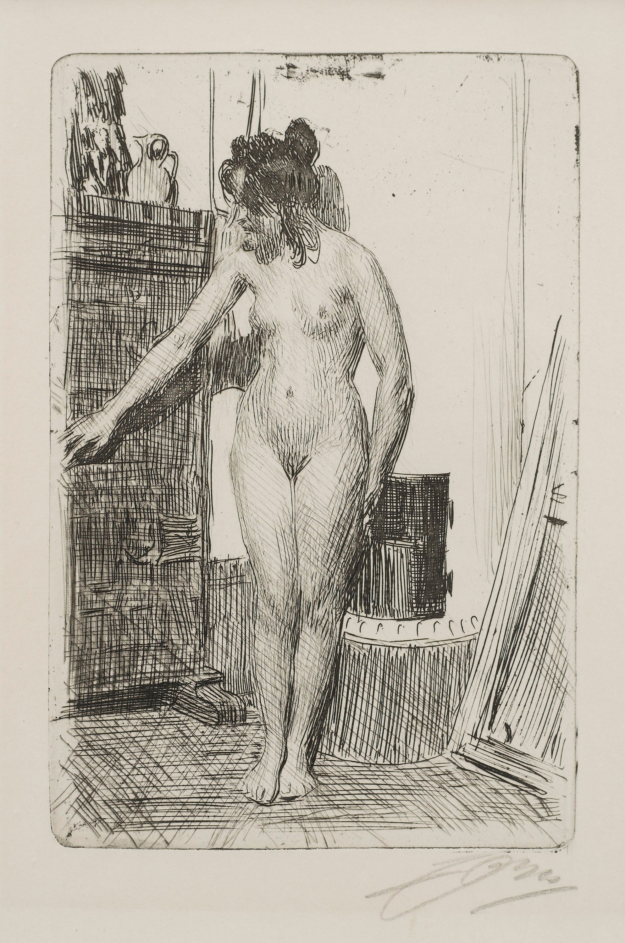 裸体艺术表现主题 - 未命名 - 描绘室内裸体人物姿态 