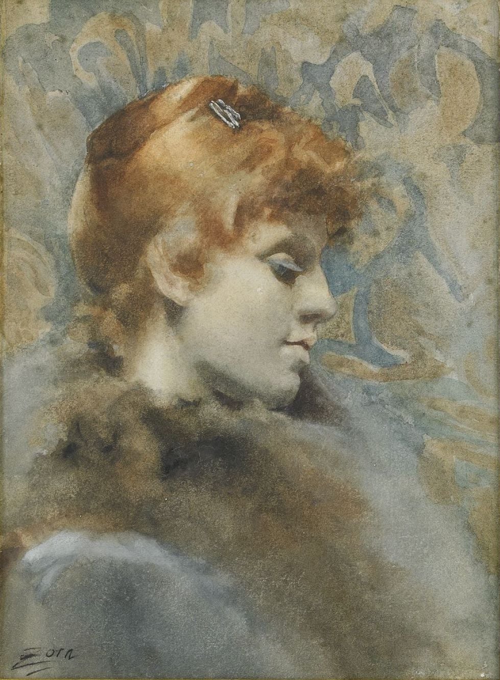 人物肖像刻画主题 - 无名女性肖像 - 展现女性侧面优雅姿态 