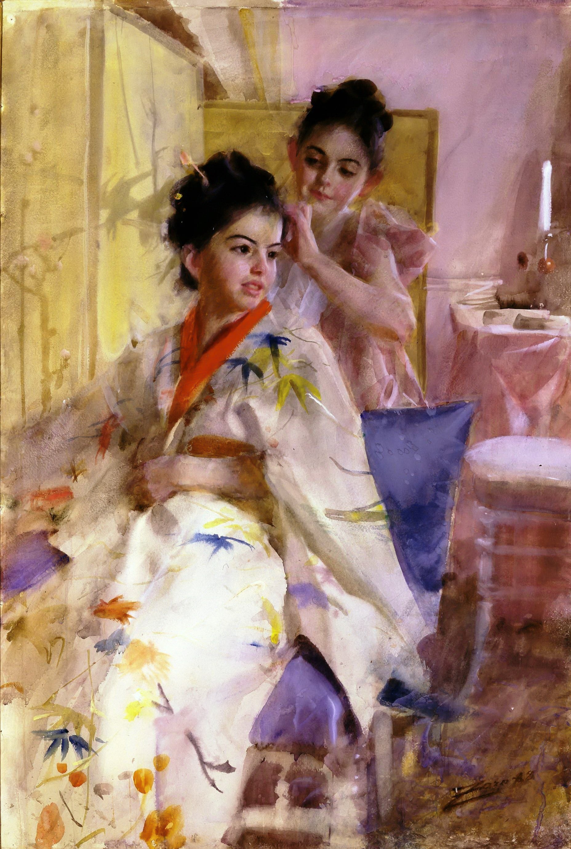 人物肖像刻画主题 - 无 - 两女子互动的生动画面 