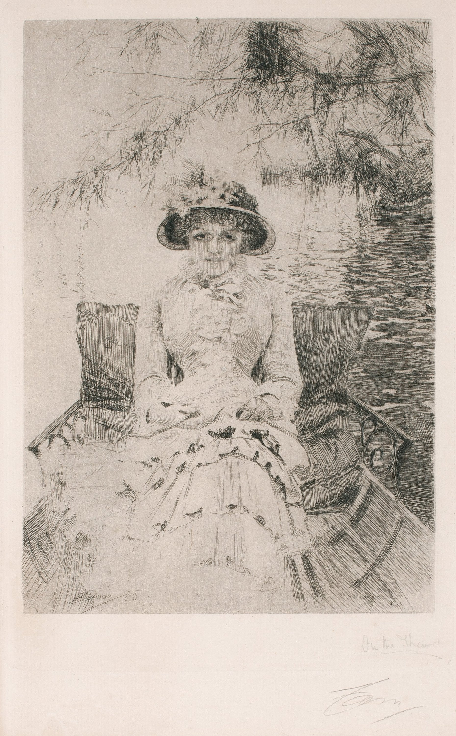 人物肖像刻画主题 - 无题 - 女子端坐于船的人物肖像 