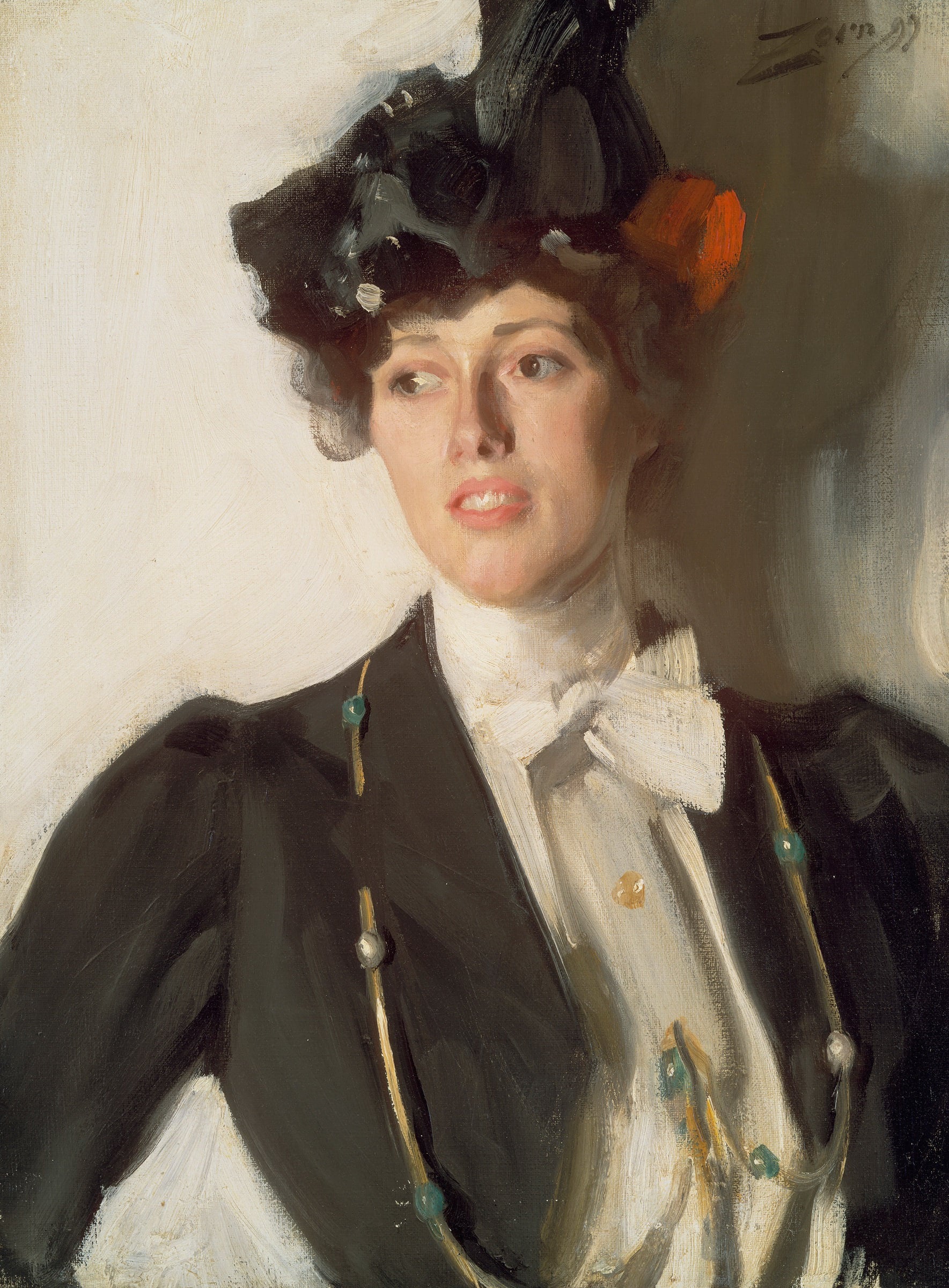 人物肖像刻画主题 - 无名女性肖像 - 描绘戴帽女子优雅神态 