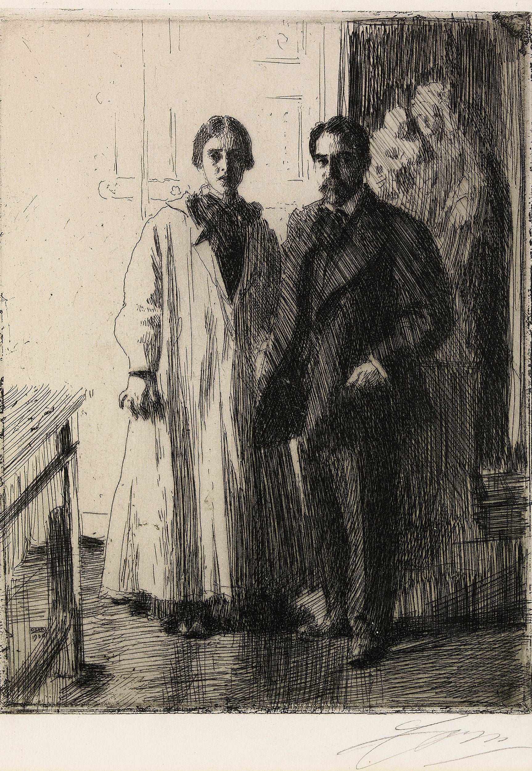 人物肖像刻画主题 - 未知 - 一男一女人物肖像画作 