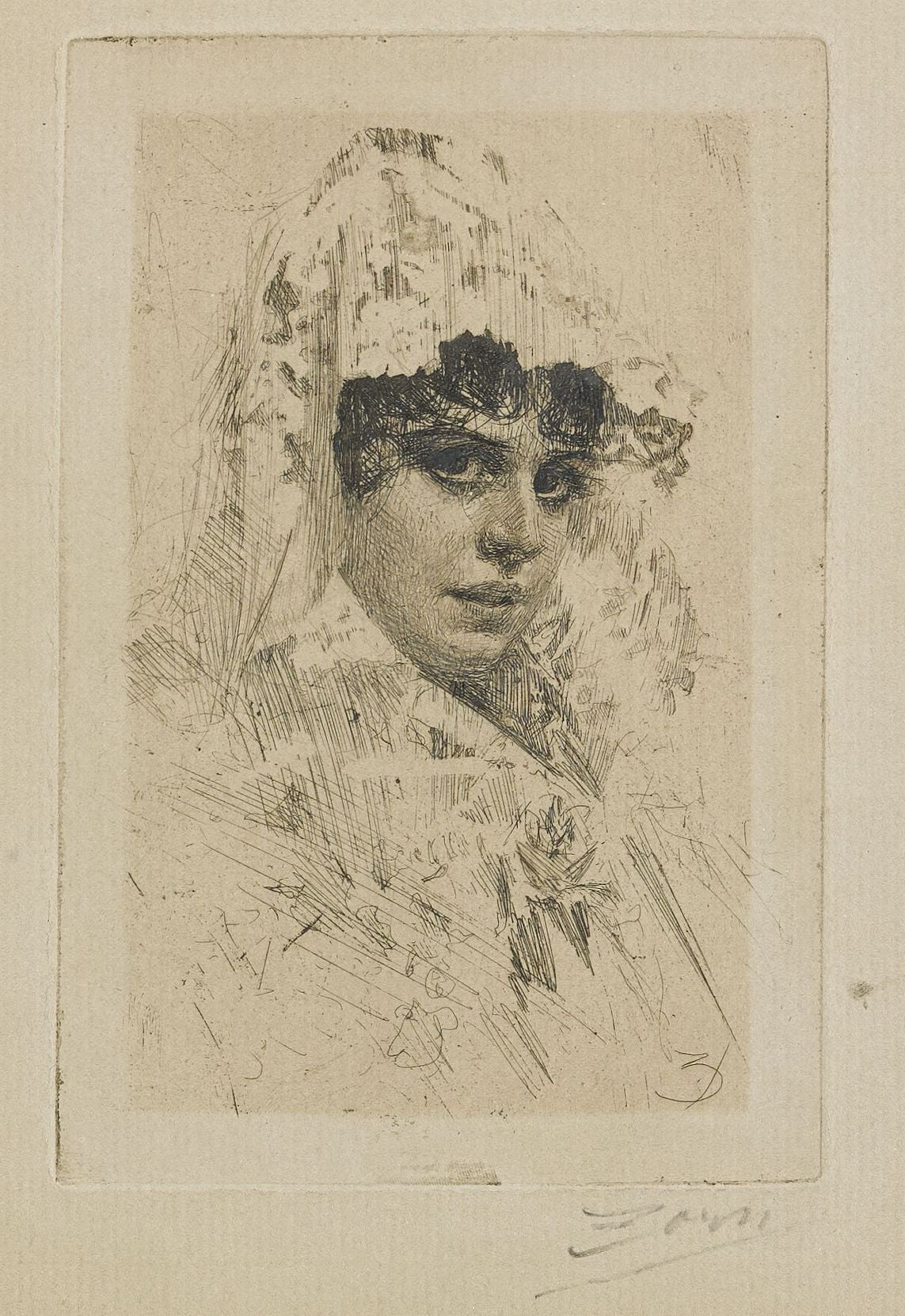 人物肖像刻画主题 - 佚名女子肖像 - 笔触勾勒女子温婉神态 