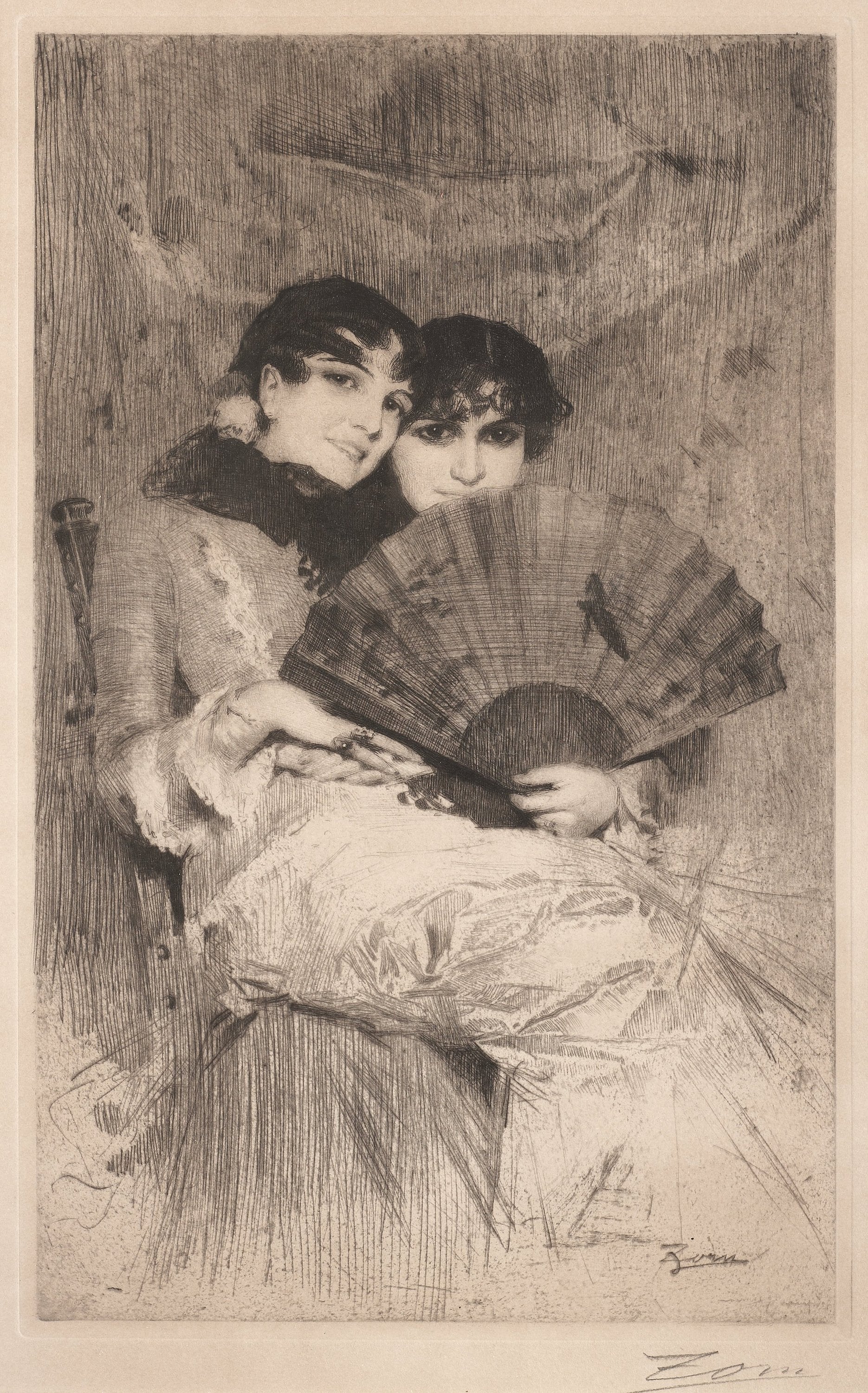 人物肖像刻画主题 - 无 - 两女子亲密姿态的肖像 