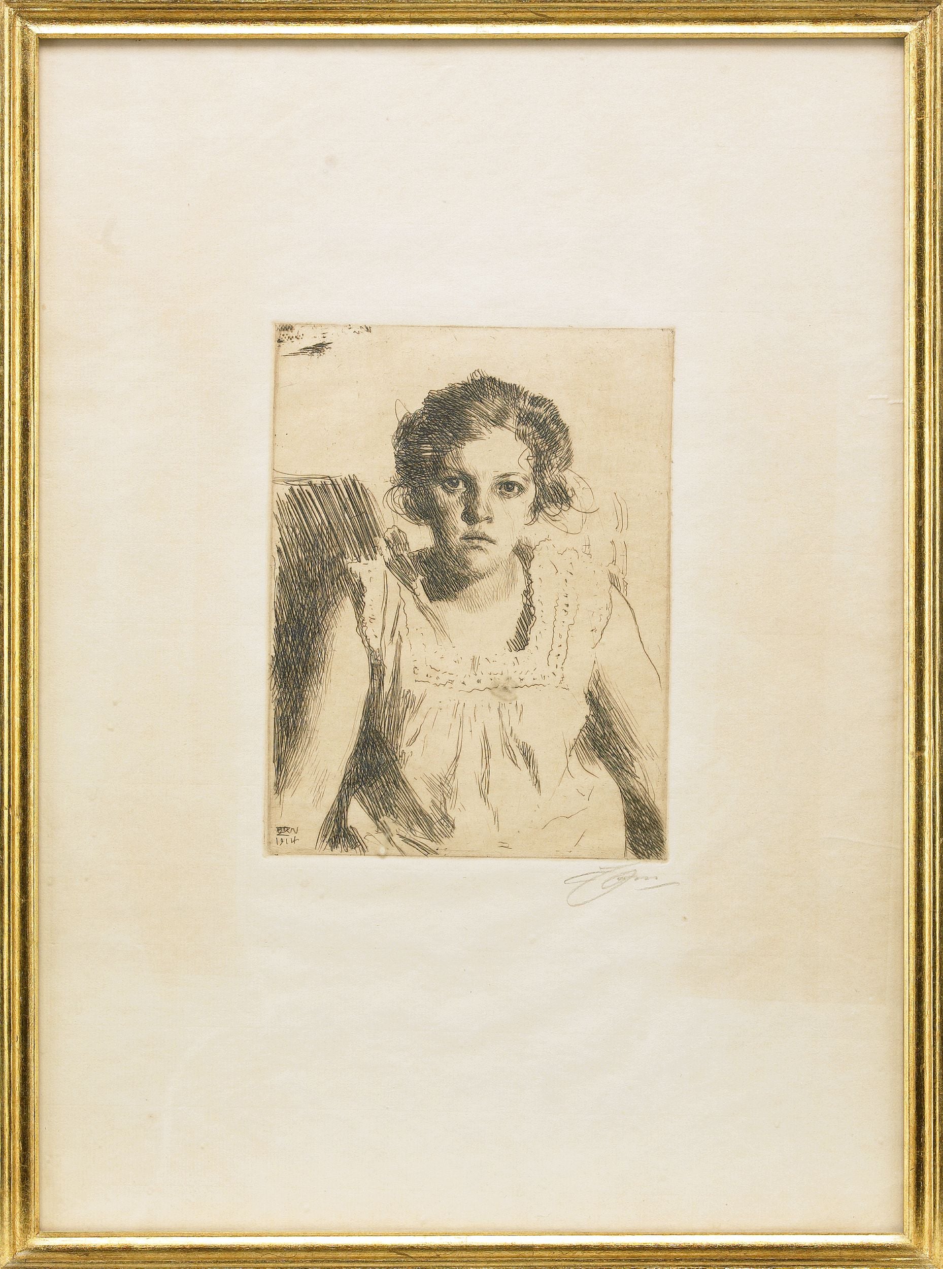 人物肖像刻画主题 - 少女肖像 - 描绘少女神态的素描作品 