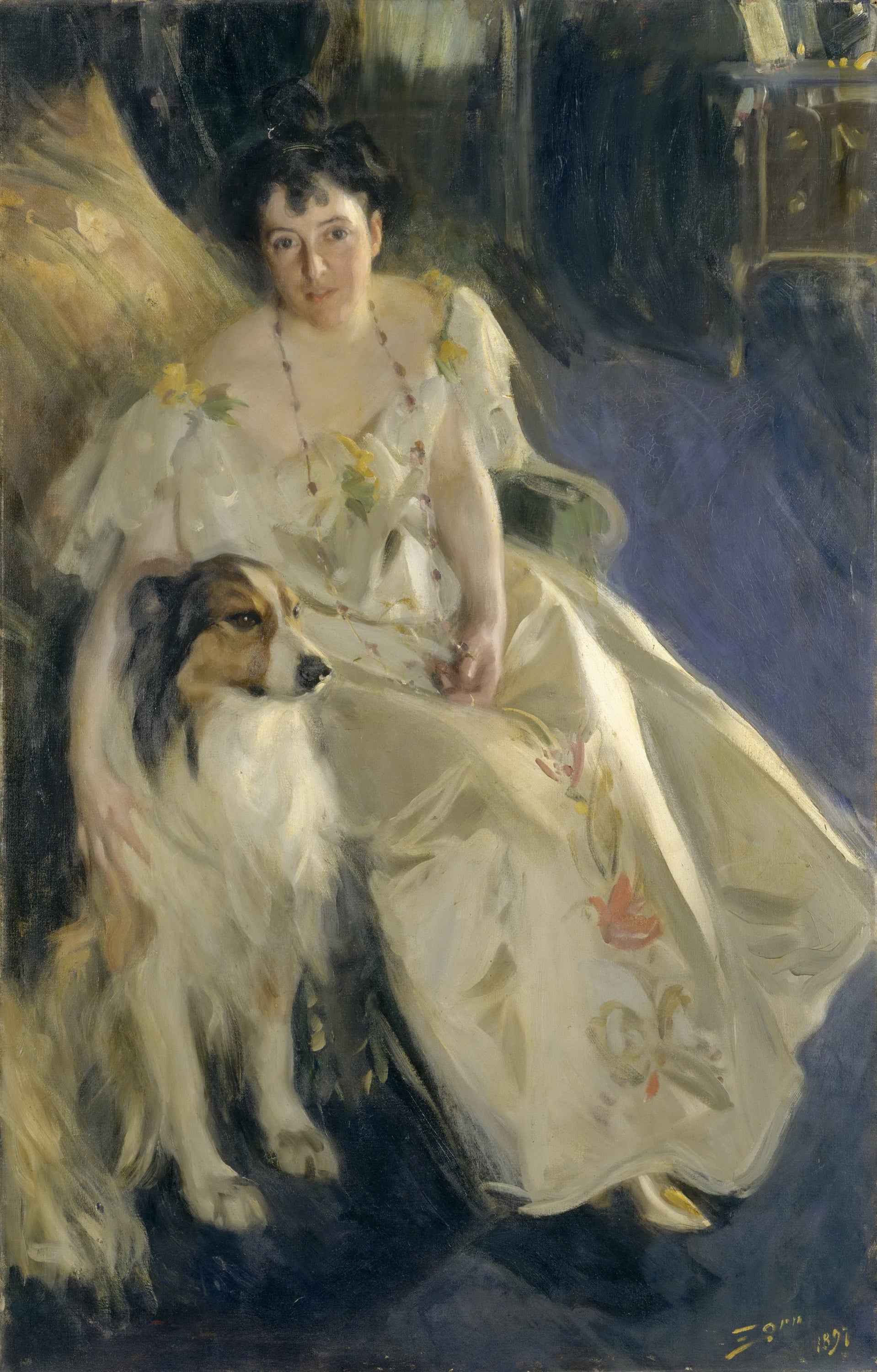 人物肖像刻画主题 - 未知 - 女子与犬的温馨画面 