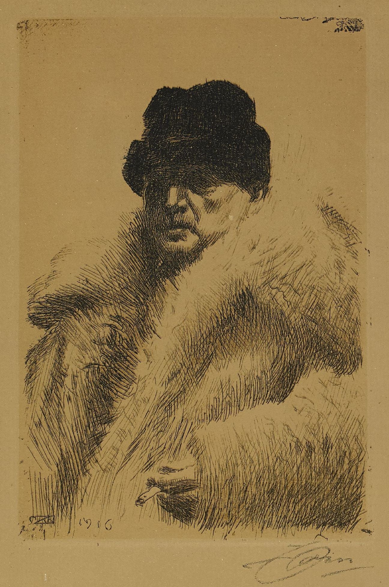 人物肖像刻画主题 - 未命名人物肖像 - 笔触勾勒人物神态气质 