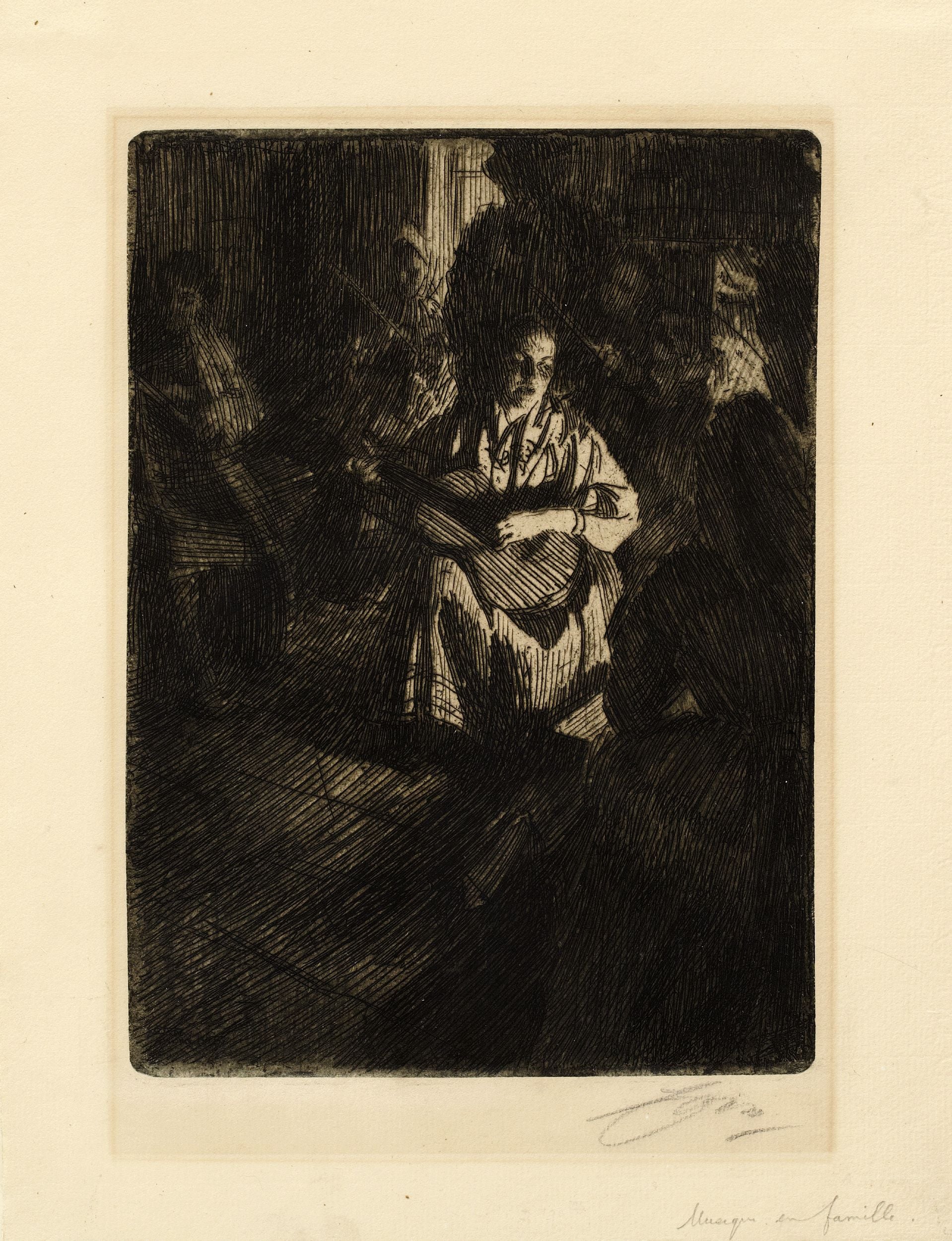 光影技巧运用主题 - 无明确名字 - 光影下人物演奏场景 