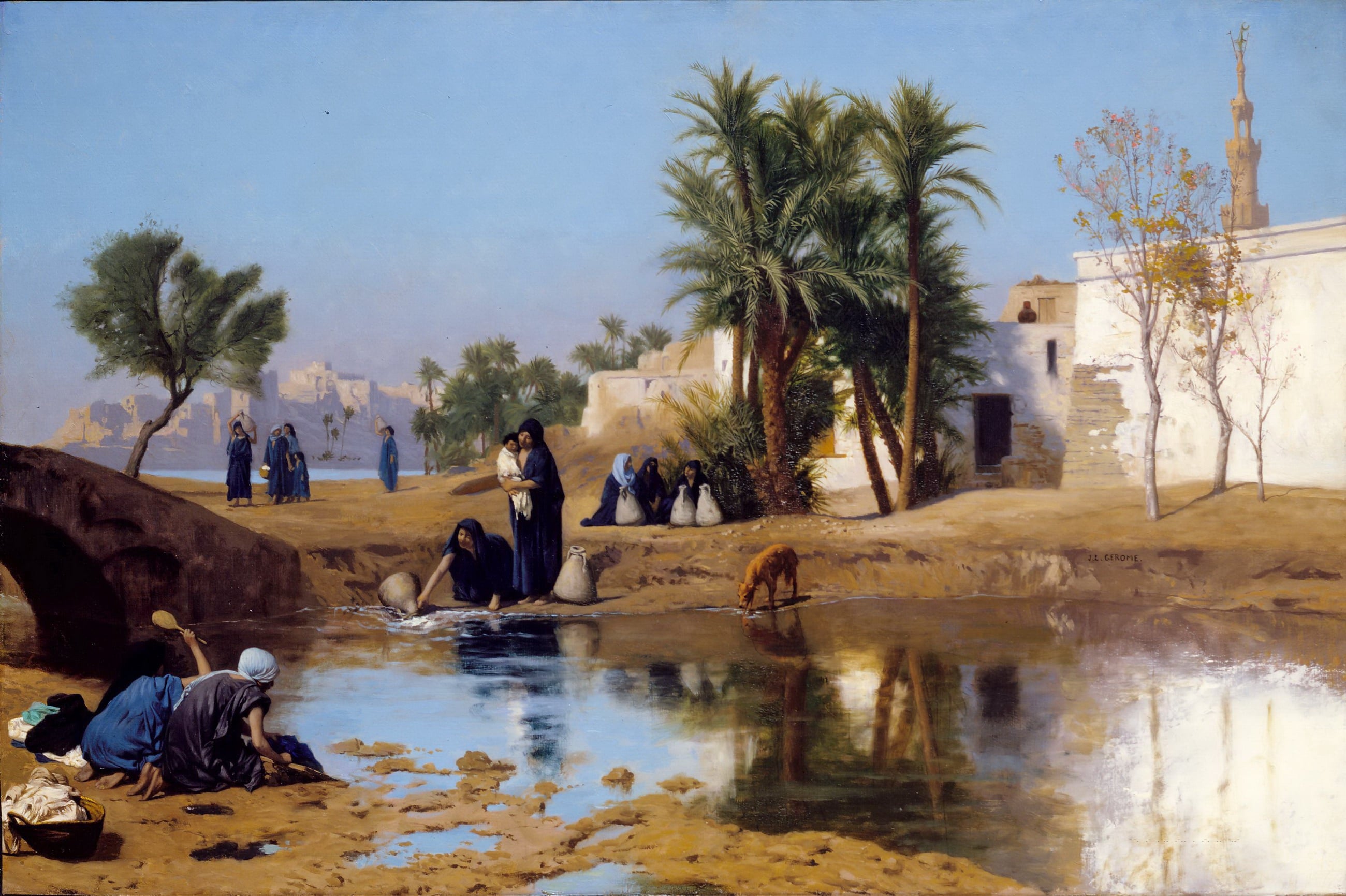 东方风情展现主题 - 无具体名字 - 描绘东方河边生活场景 