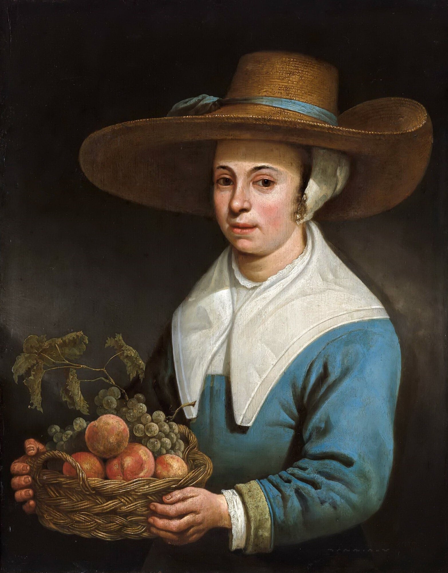 人物主题 - 持果篮女子肖像 - 女子持篮神态温婉动人 