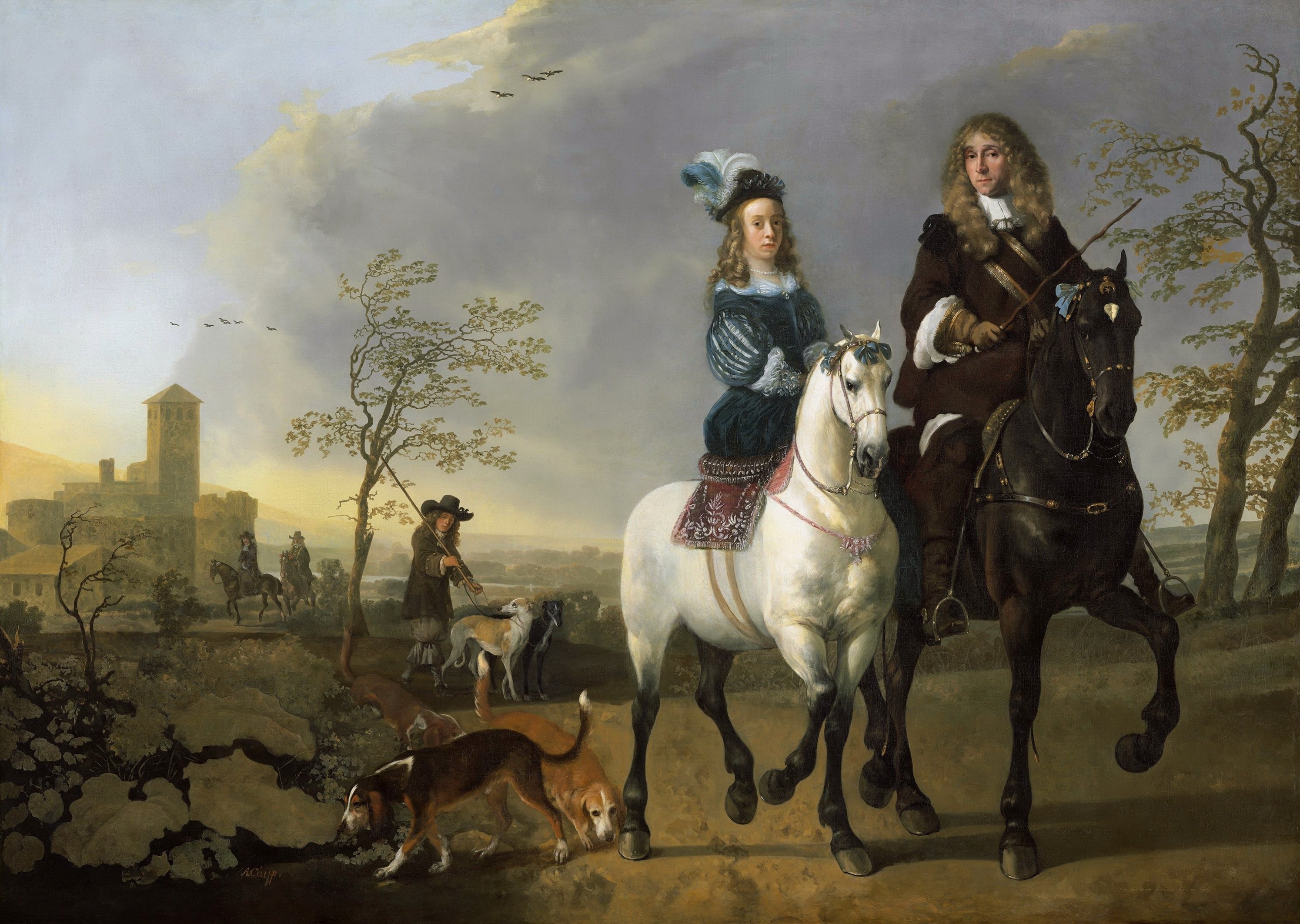 人物主题 - 骑马人物双人肖像 - 两人骑马于户外场景 