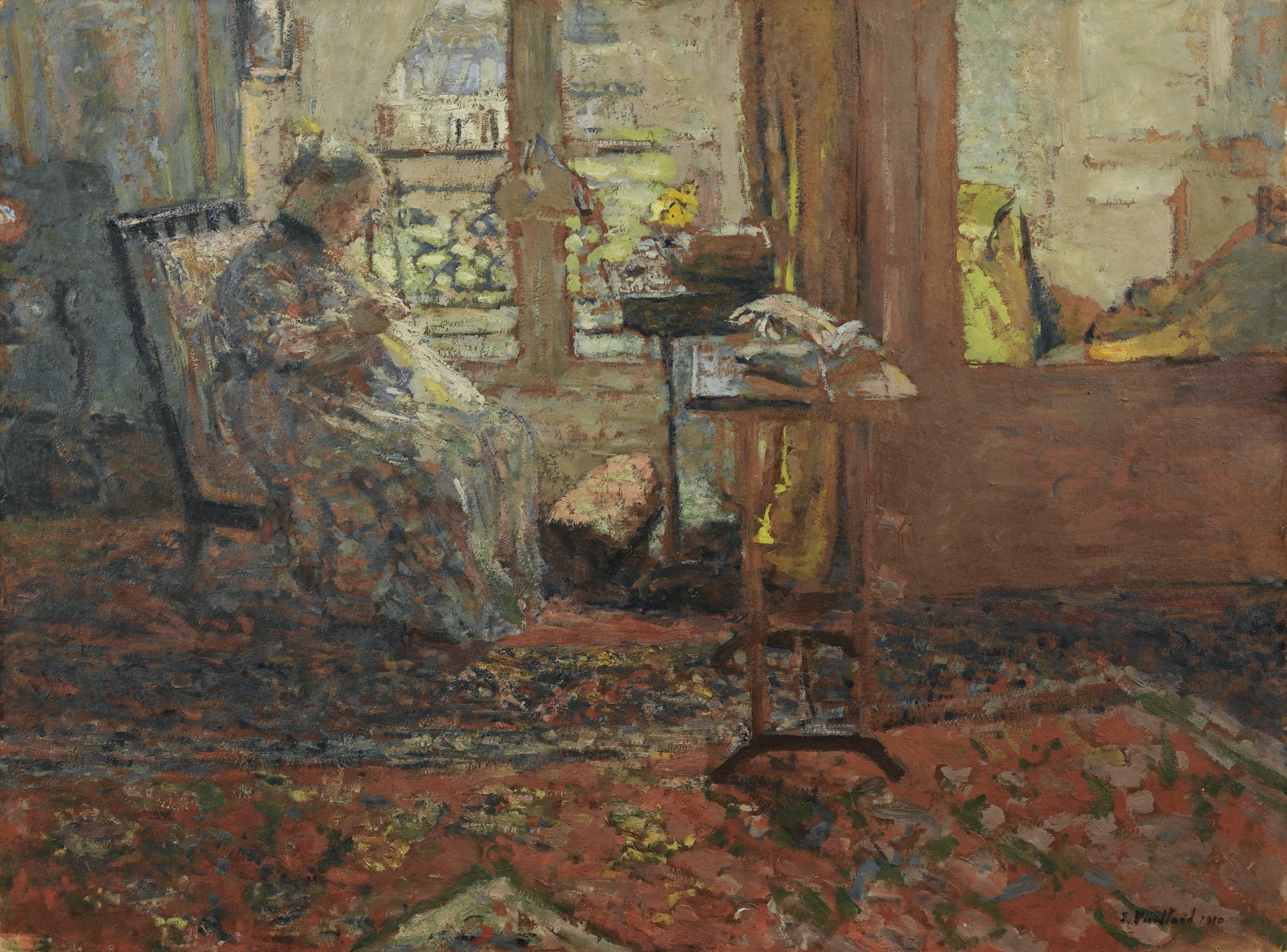 室内生活场景主题 - 未知名画作 - 室内妇人安静专注神态 