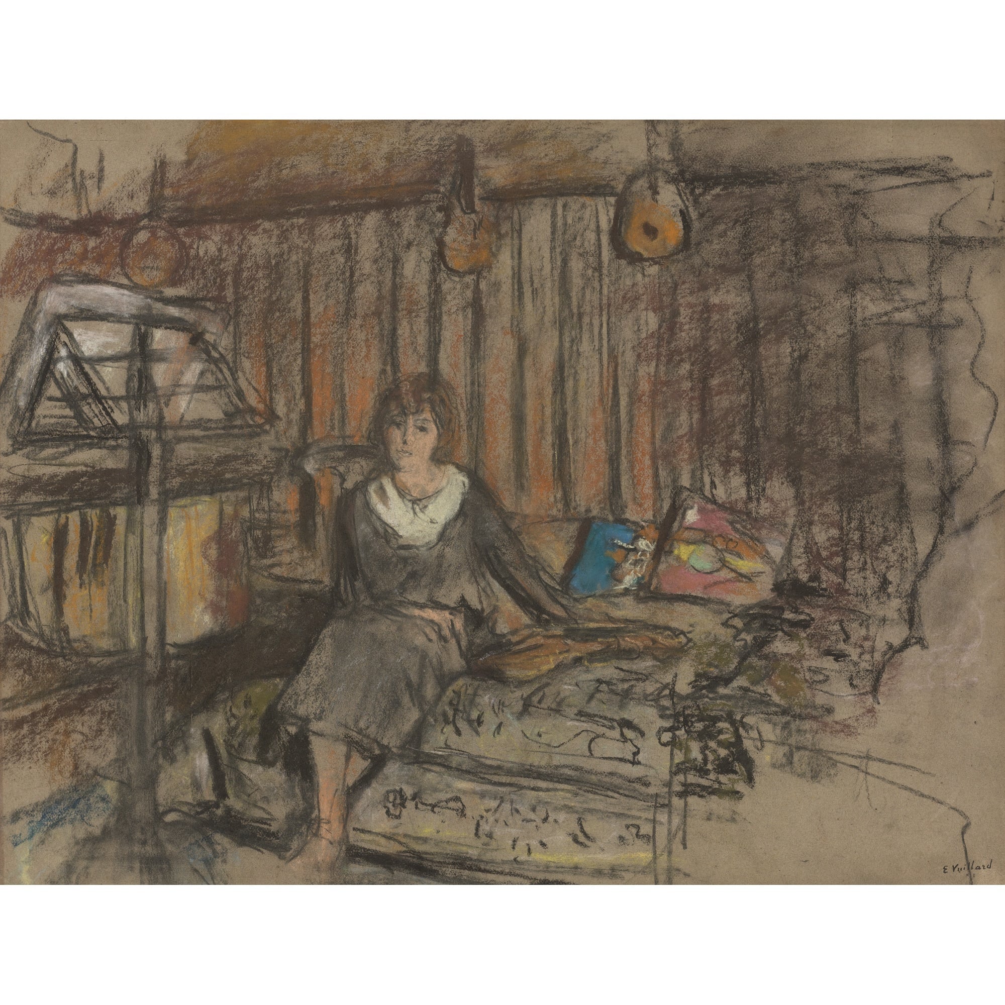 室内生活场景主题 - 未命名作品 - 女子坐于室内静谧场景 