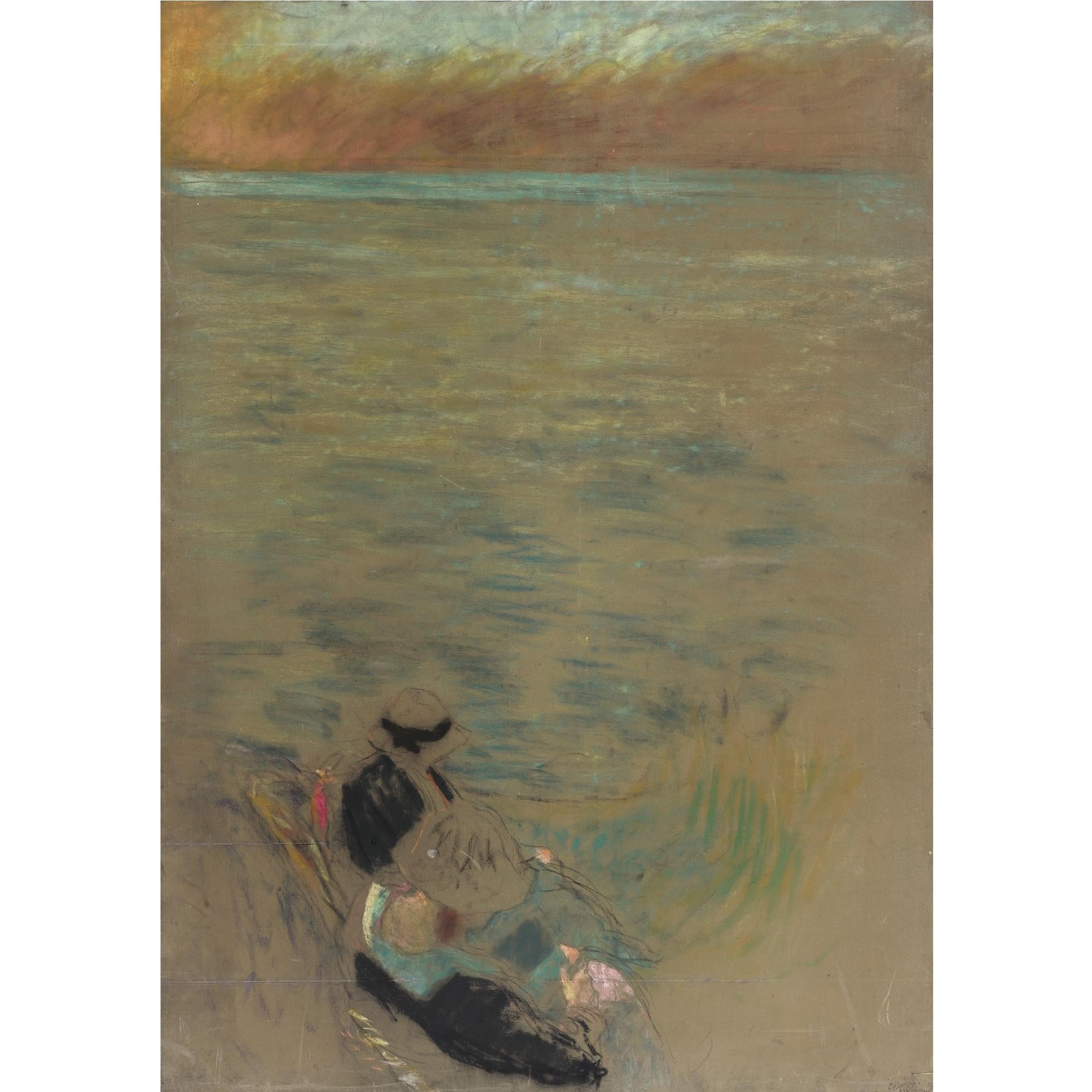 其他 - 未知名风景画 - 湖畔人物与自然景致 