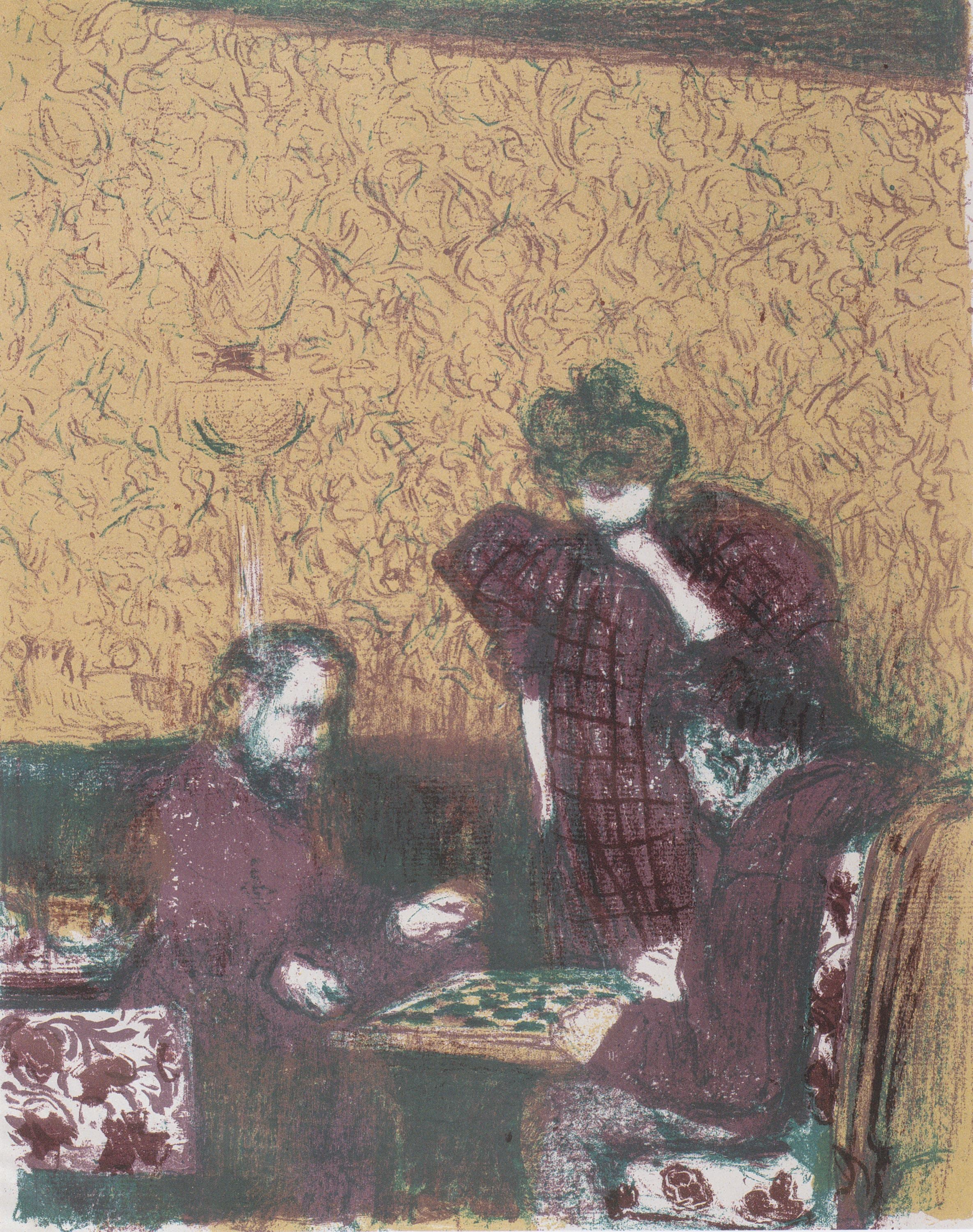 室内生活场景主题 - 未知名下棋场景画 - 室内人物下棋休闲画面 