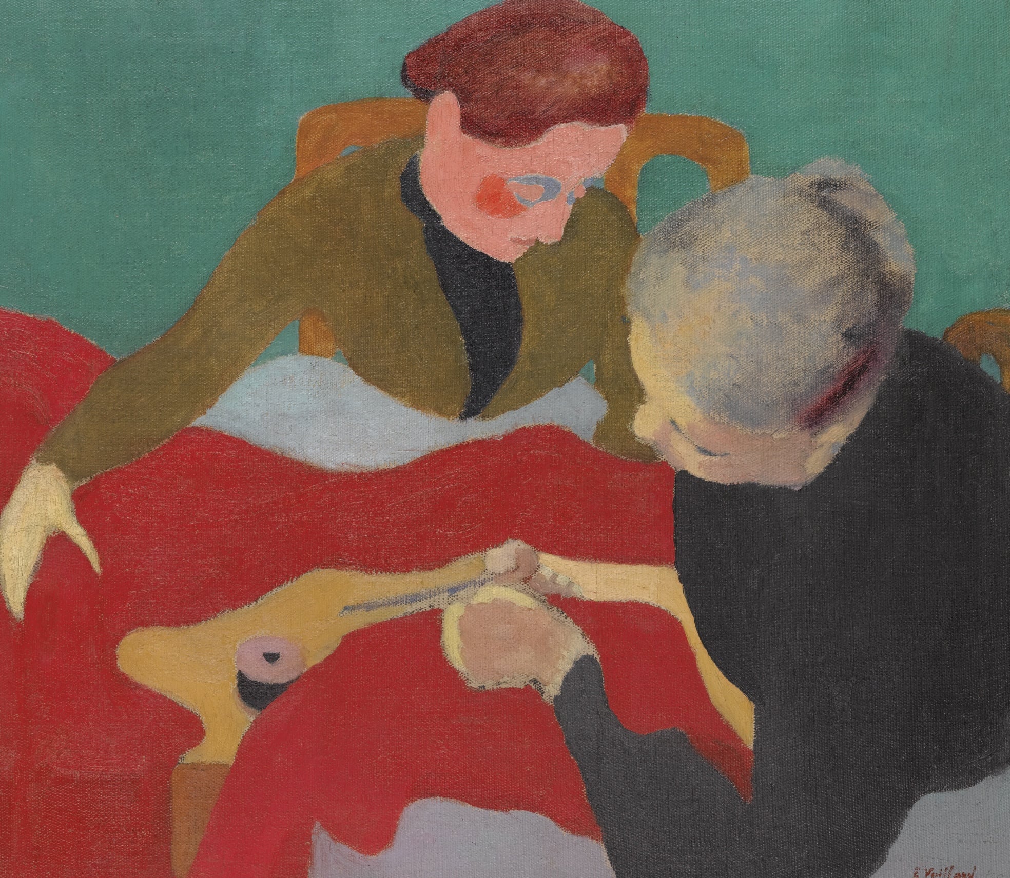 家庭情感氛围主题 - 未知名绘画 - 两人共处呈现温馨氛围 