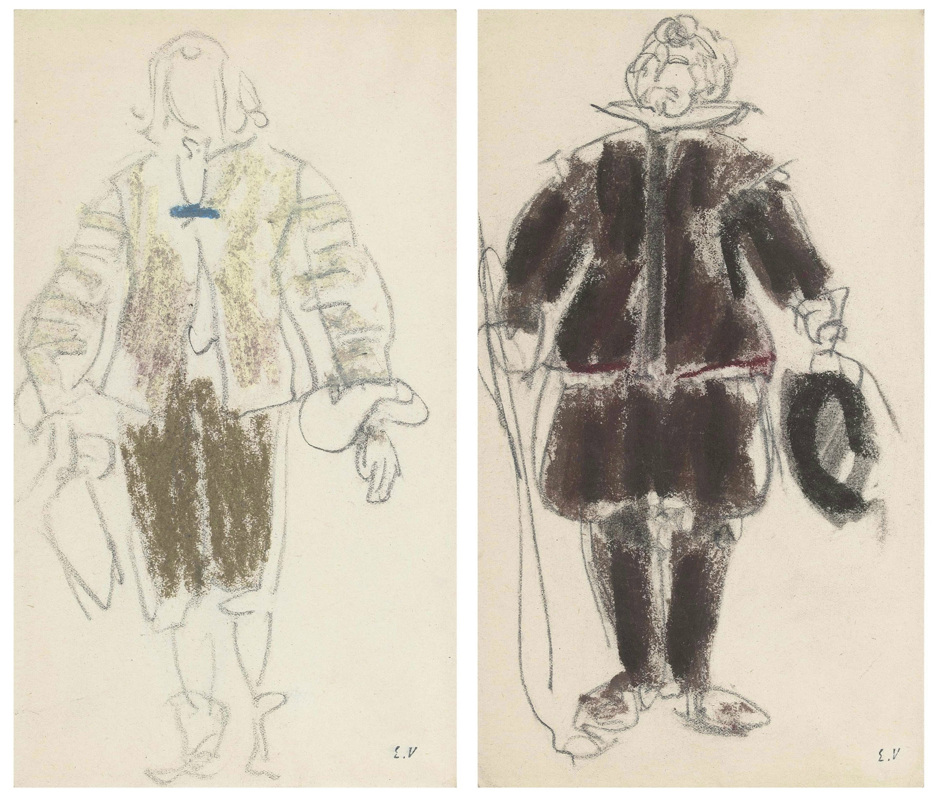 其他 - 人物素描作品 - 两幅人物姿态的素描 