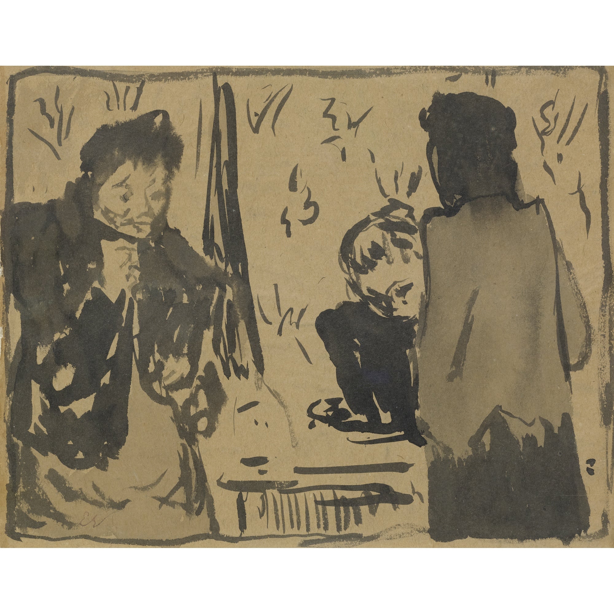 人物关系刻画主题 - 未知名画作 - 展现人物间互动场景 