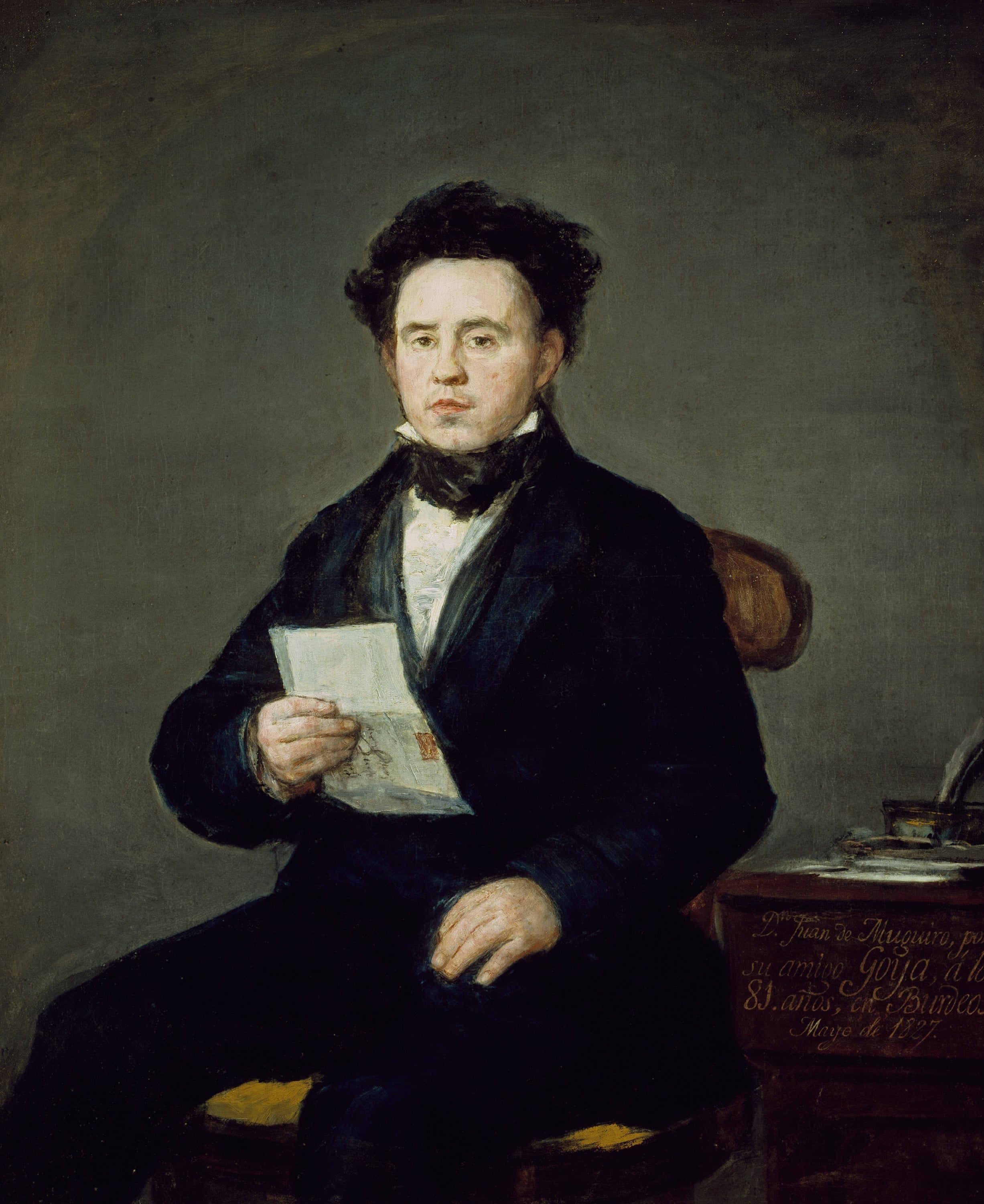其他 - 胡安·马努埃尔·德罗萨斯肖像 - 男子持信端坐的肖像画 