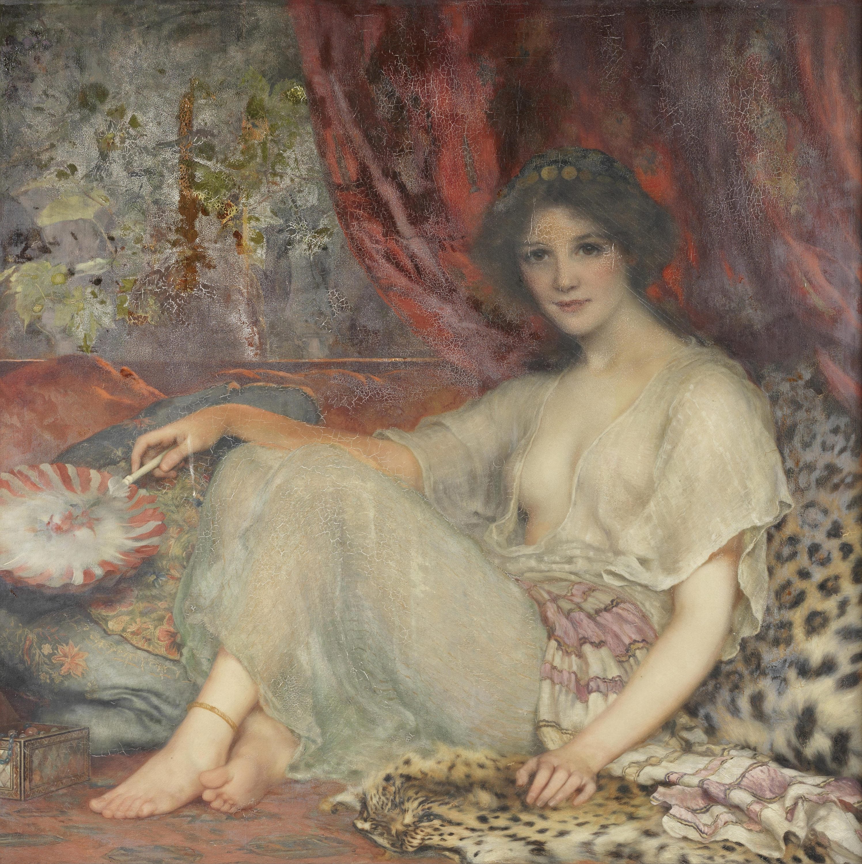 人物主题 - 未知名女性肖像 - 女子优雅闲适姿态展现 