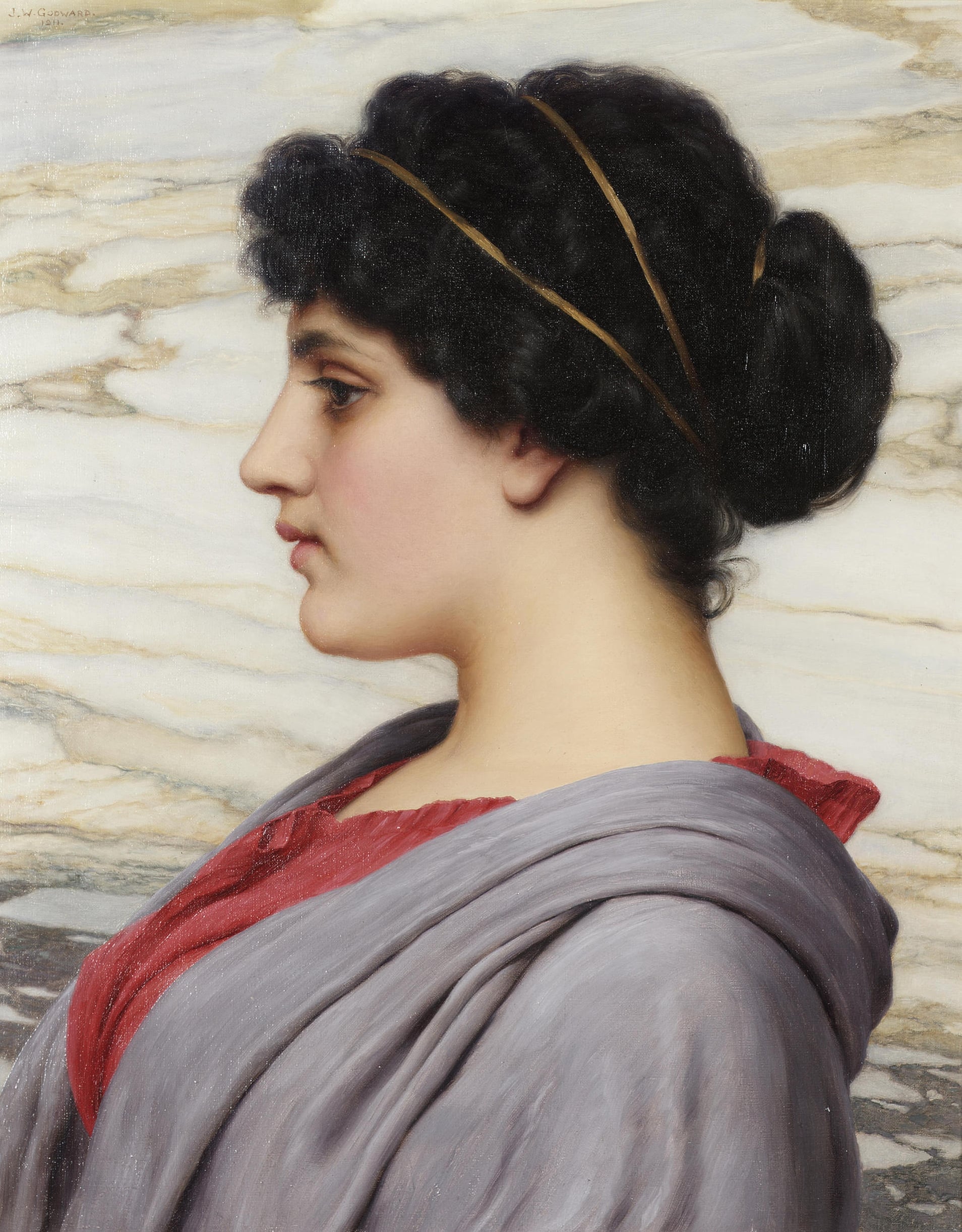 人物主题 - 无名女子侧面肖像 - 古典装扮女子侧面像 