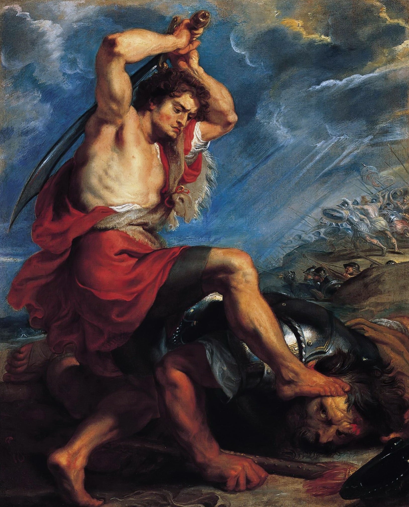 历史英雄事迹主题 - 大卫与歌利亚 - 大卫勇战歌利亚的瞬间 