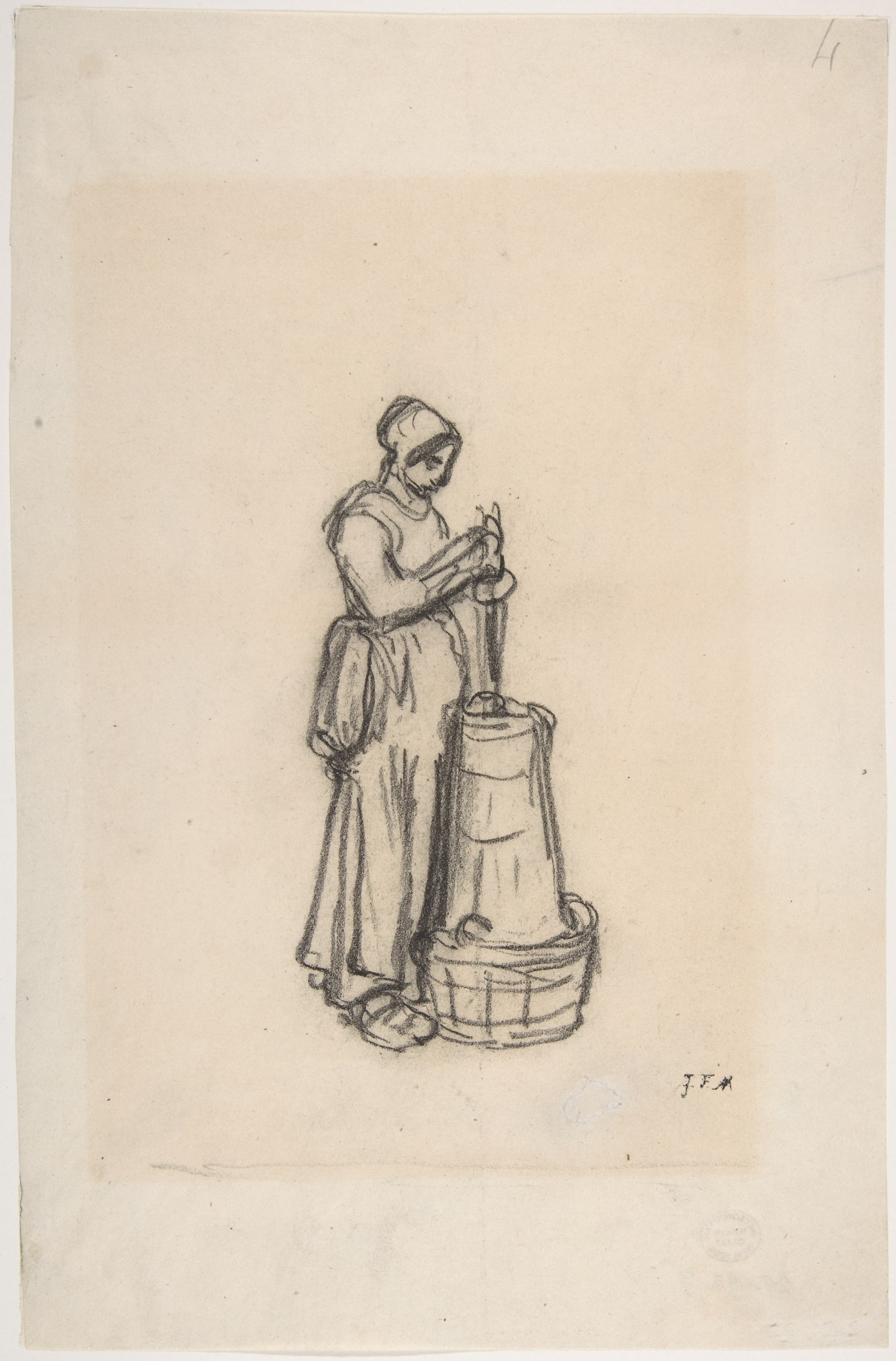 农民劳作场景主题 - 无 - 描绘农妇劳作专注瞬间 