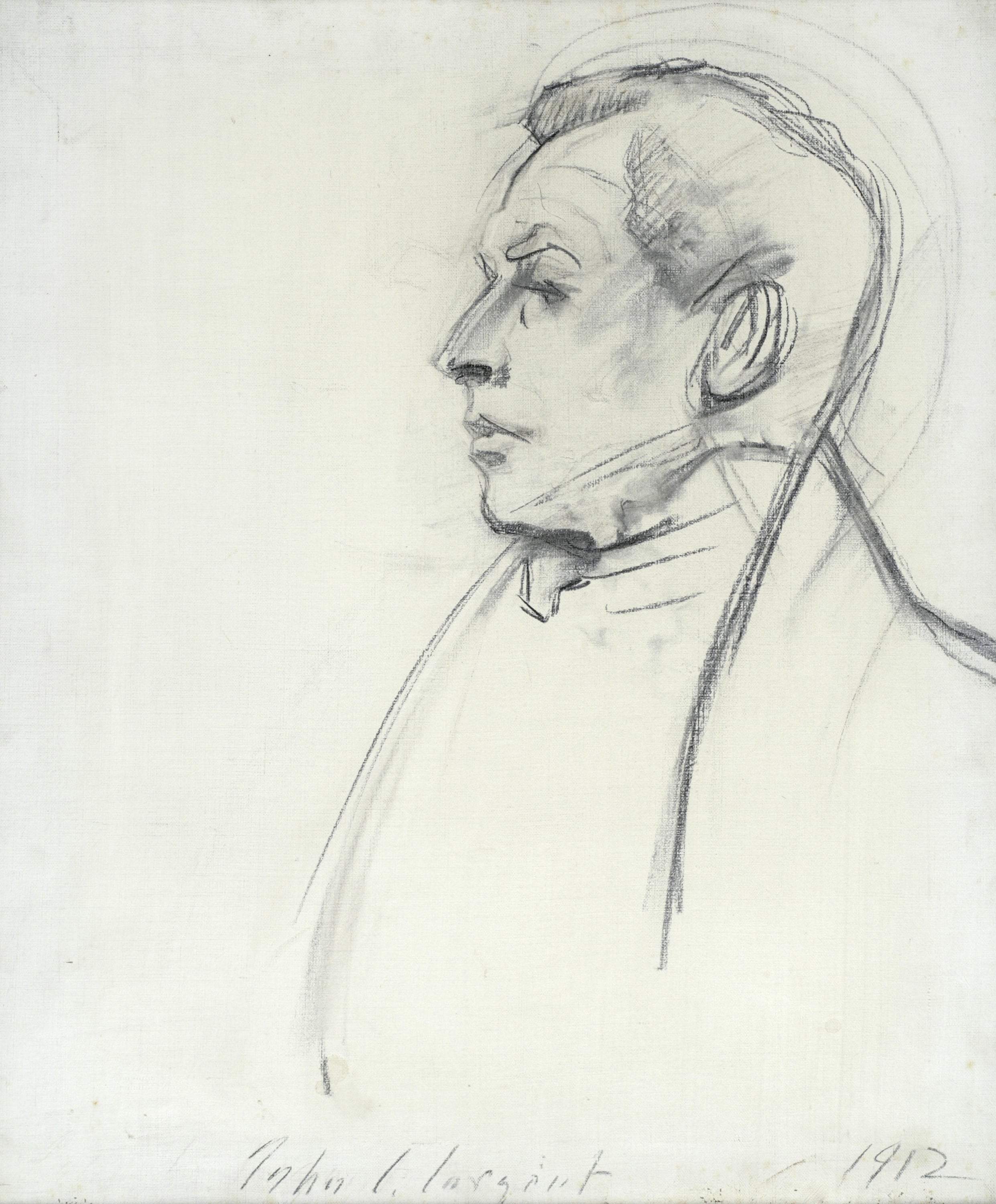 人物肖像神韵主题 - 男子侧面肖像速写 - 简洁笔触勾勒人物神韵 