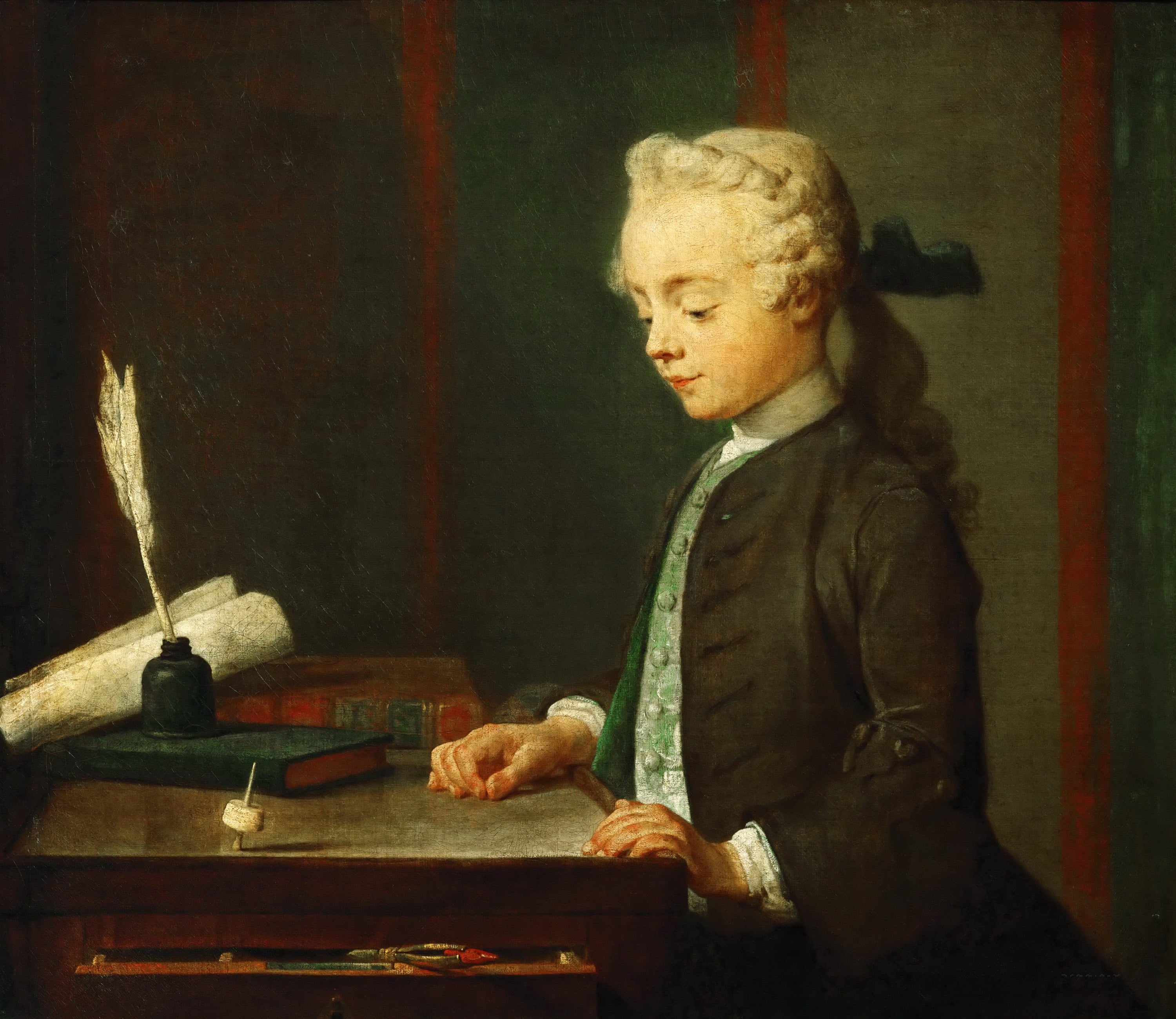 其他 - 未知名男孩肖像 - 男孩桌前专注的模样 